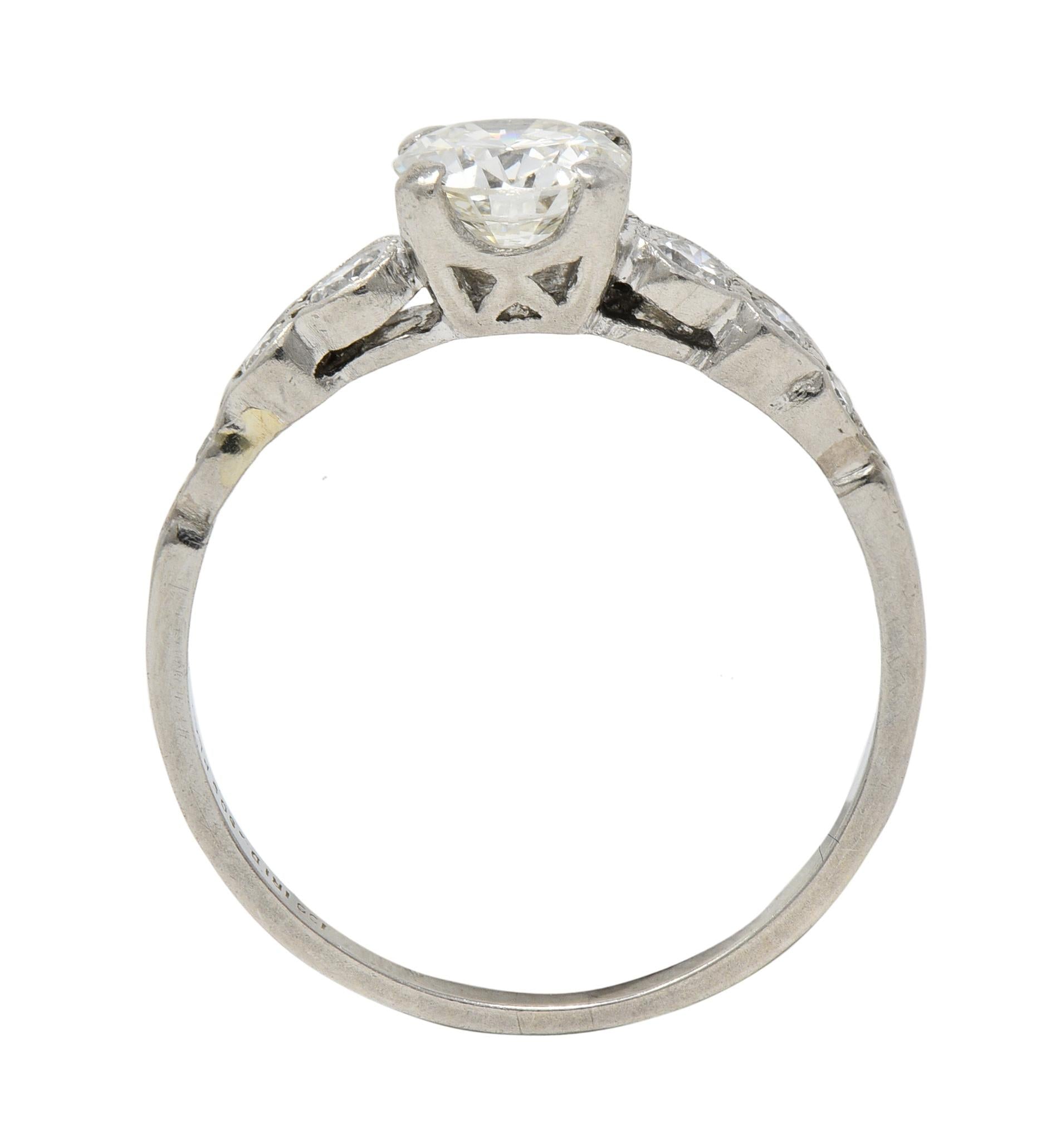 Mid-Century 0.94 CTW Diamond Platinum Seven Stone Vintage Engagement Ring