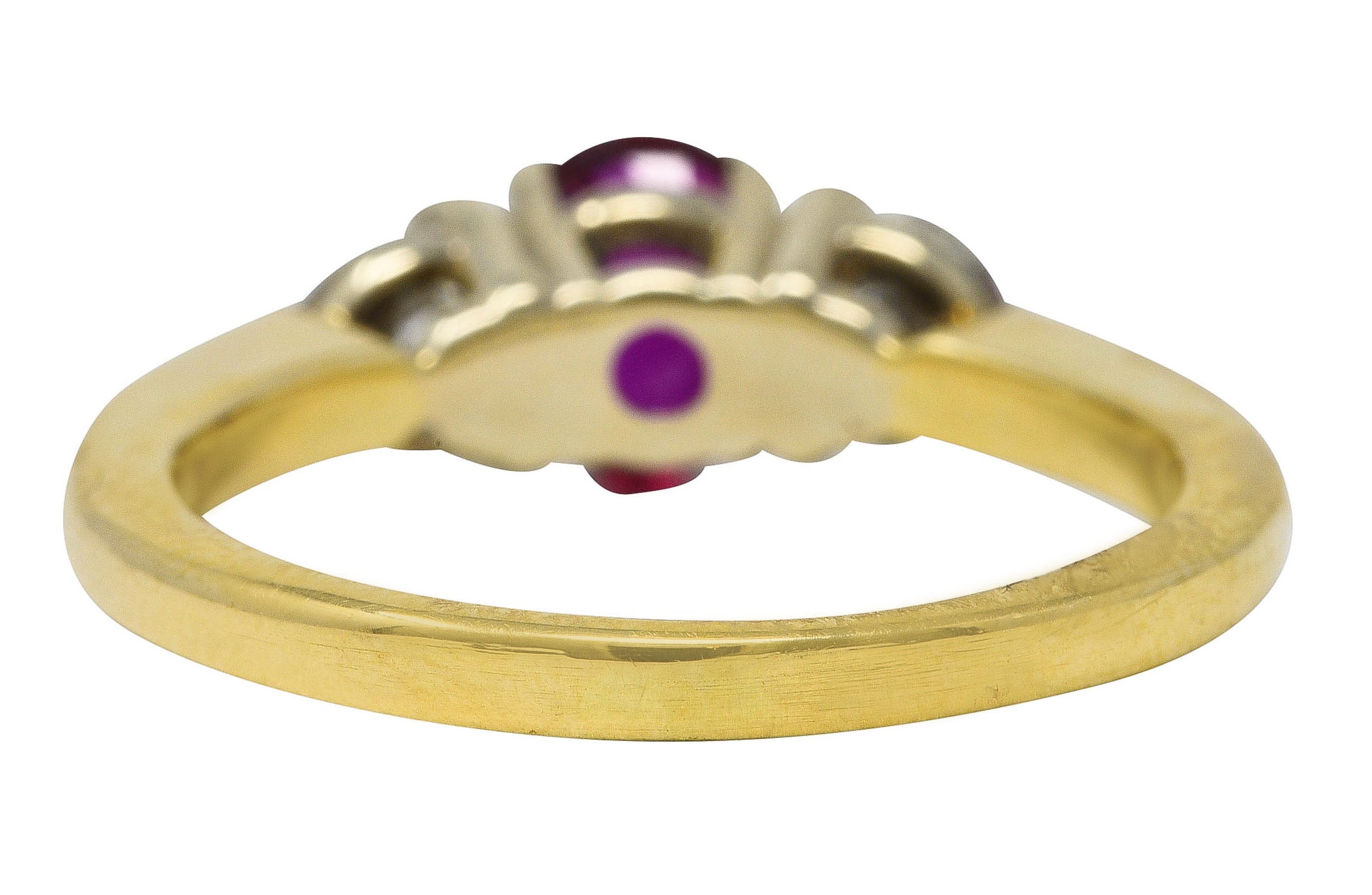 Vintage 1.50 CTW Ruby Diamond 14 Karat Two-Tone Gold Three Stone Ring Wilson's Estate Jewelry