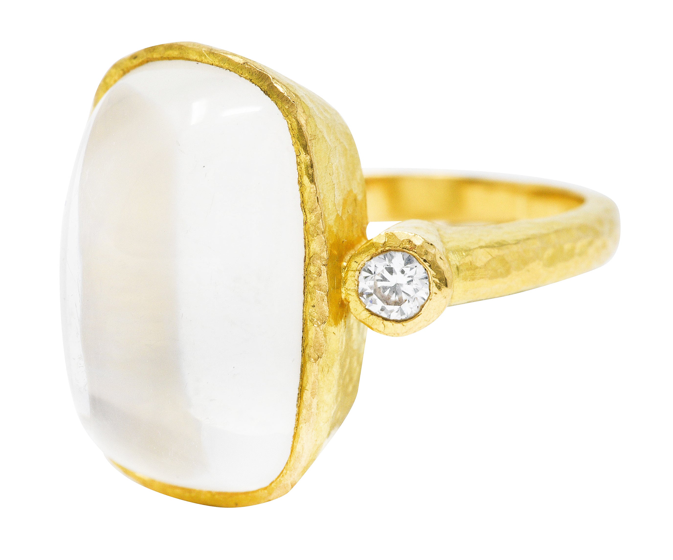 Elizabeth Locke Diamond Moonstone 19 Karat Gold RingRing - Wilson's Estate Jewelry