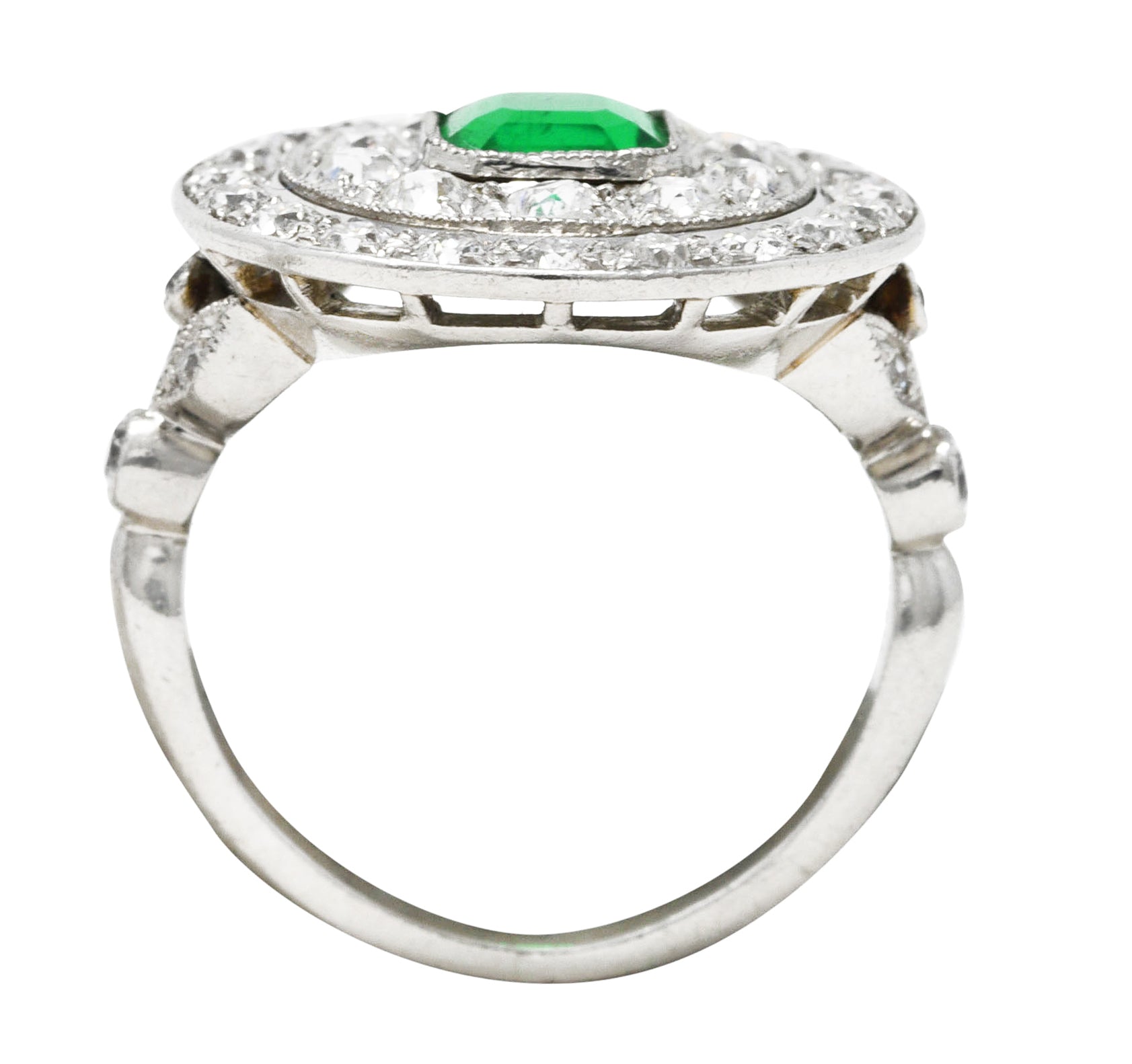 J.E. Caldwell Art Deco 2.32 CTW Emerald Diamond Platinum Dinner Ring Wilson's Estate Jewelry