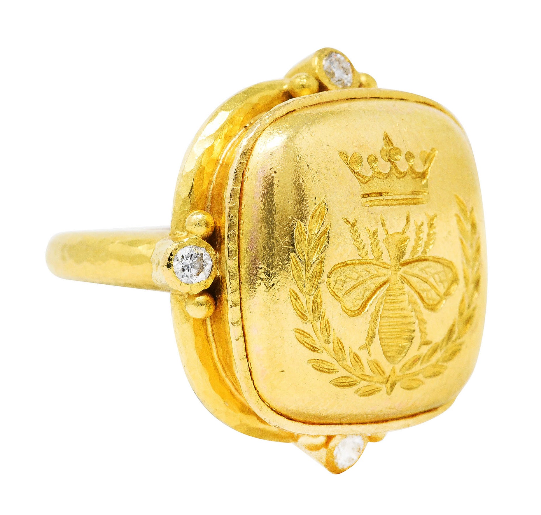 Elizabeth Locke Diamond 19 Karat Yellow Gold Queen Bee RingRing - Wilson's Estate Jewelry