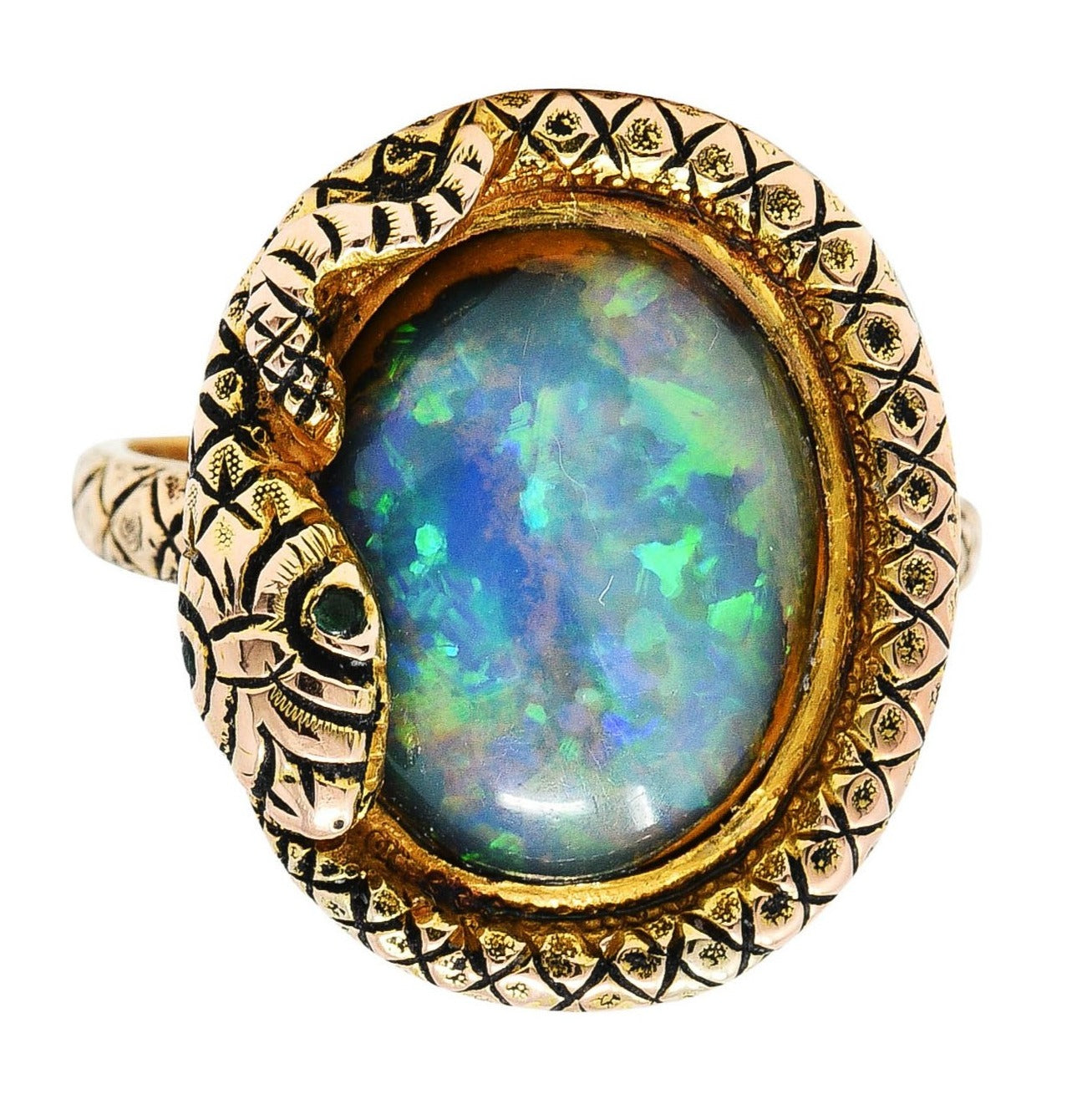 Victorian Opal 14 Karat Gold Snake RingRing - Wilson's Estate Jewelry