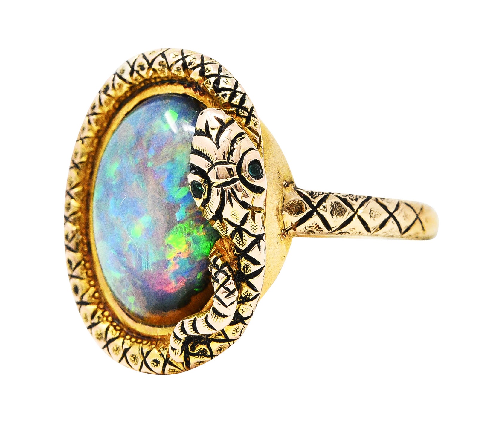Victorian Opal 14 Karat Gold Snake RingRing - Wilson's Estate Jewelry