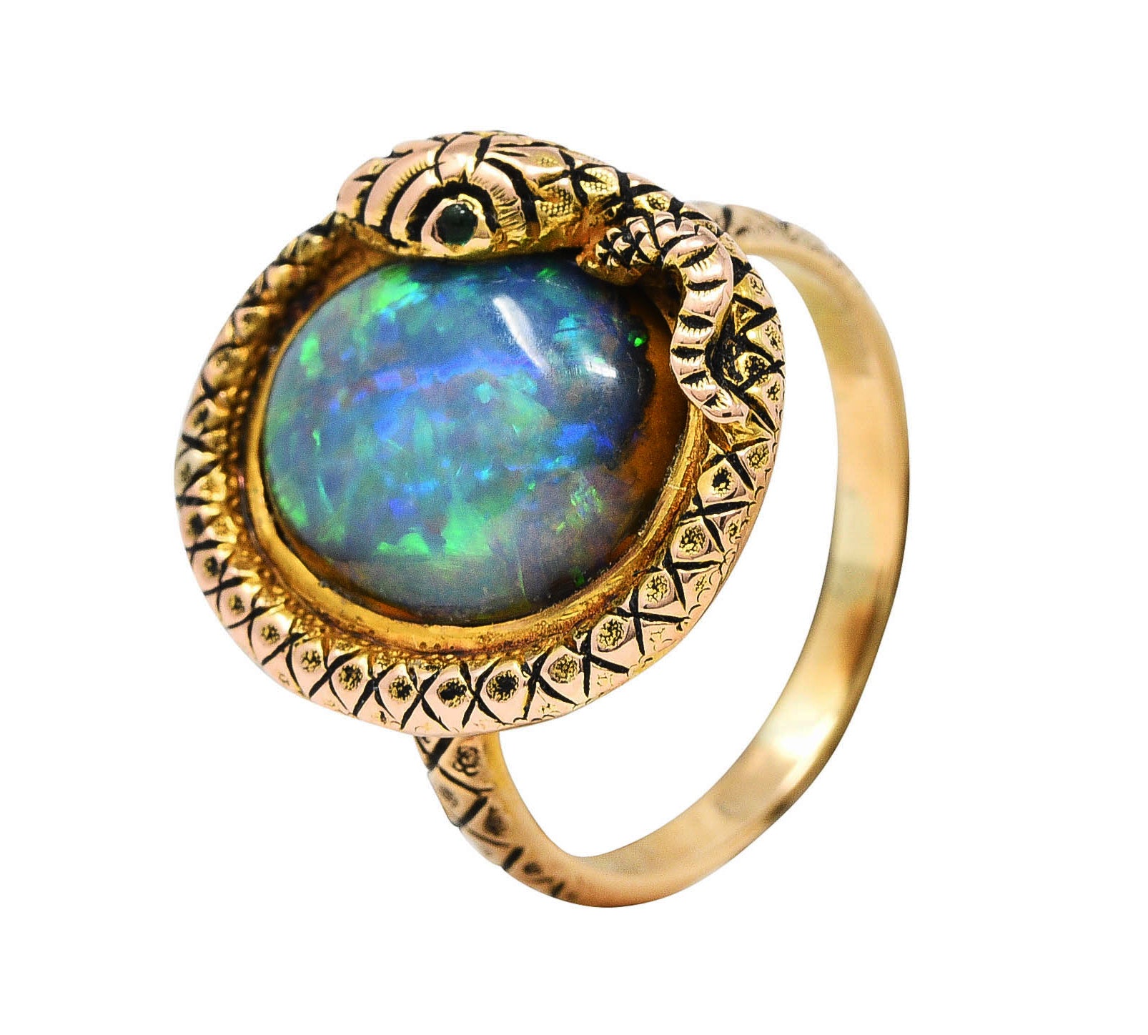 Victorian Opal 14 Karat Gold Snake RingRing - Wilson's Estate Jewelry