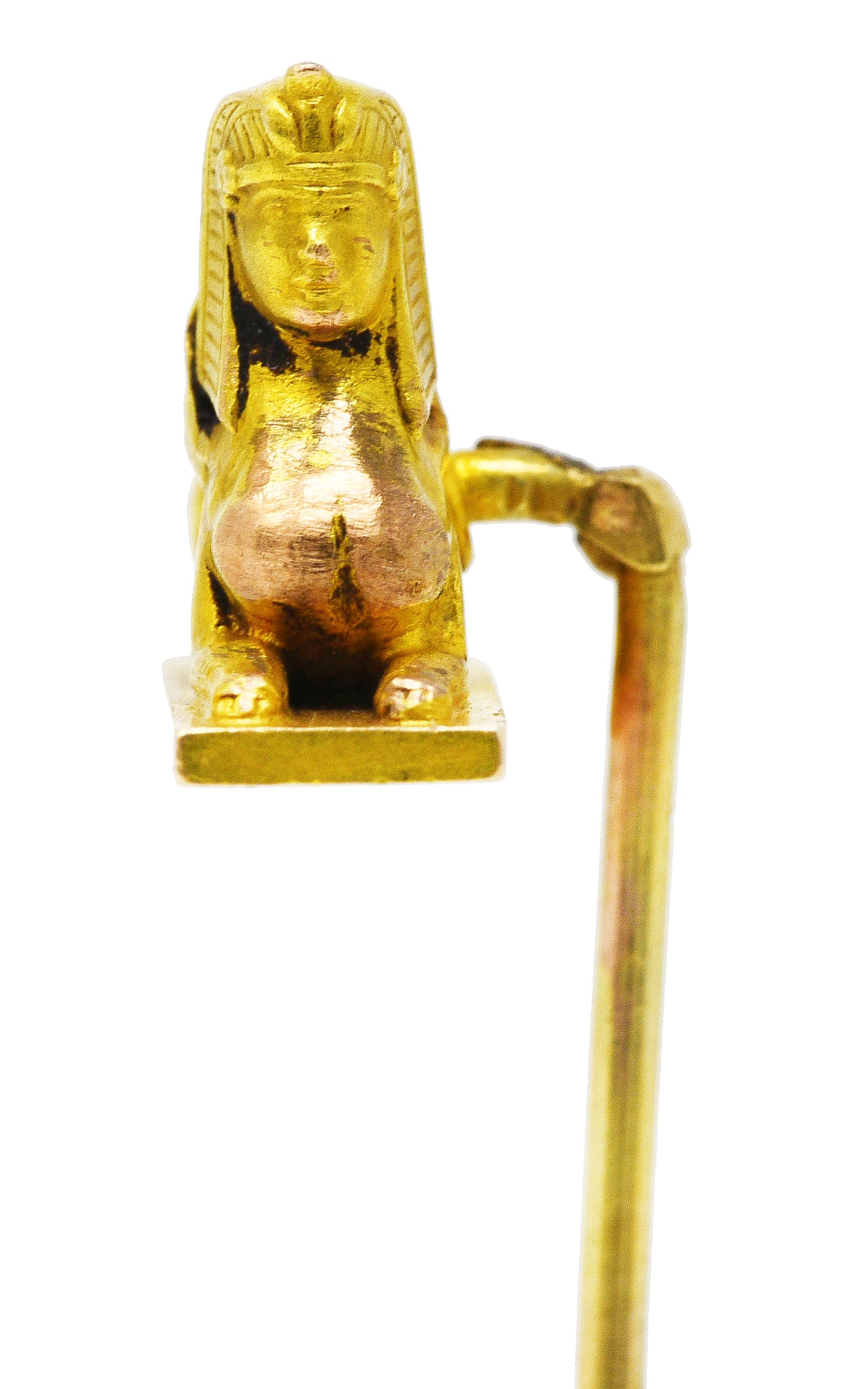 Antique Egyptian Revival 18 Karat Yellow Gold Sphinx Stickpin Wilson's Estate Jewelry