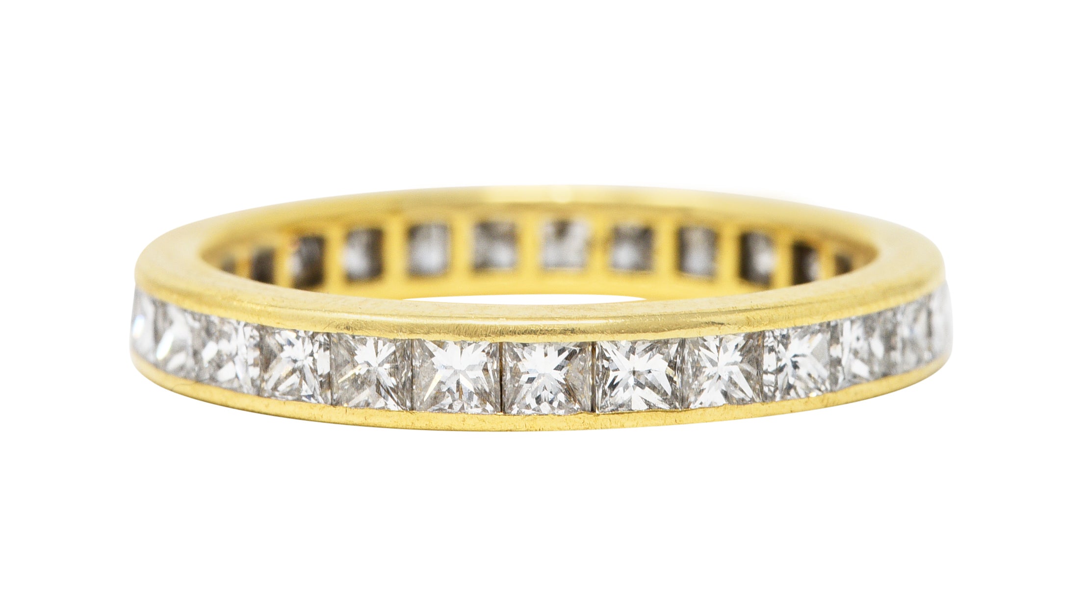 Tiffany & Co. Contemporary 1.93 CTW Princess Cut Diamond 18 Karat Yellow Gold Eternity Band Ring Wilson's Estate Jewelry