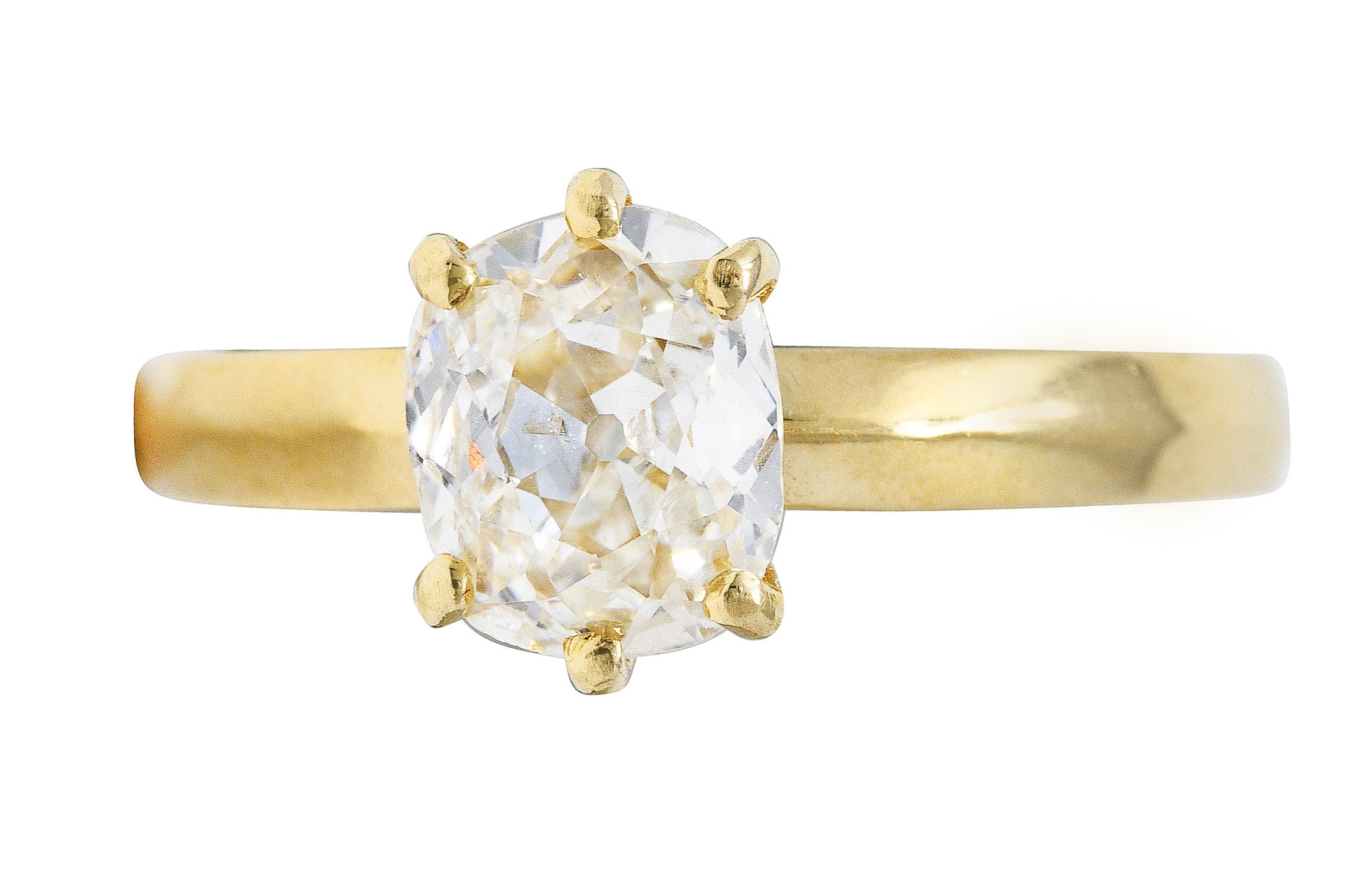 British 0.87 CTW Old Mine Diamond 14 Karat Gold Solitaire Engagement RingRing - Wilson's Estate Jewelry