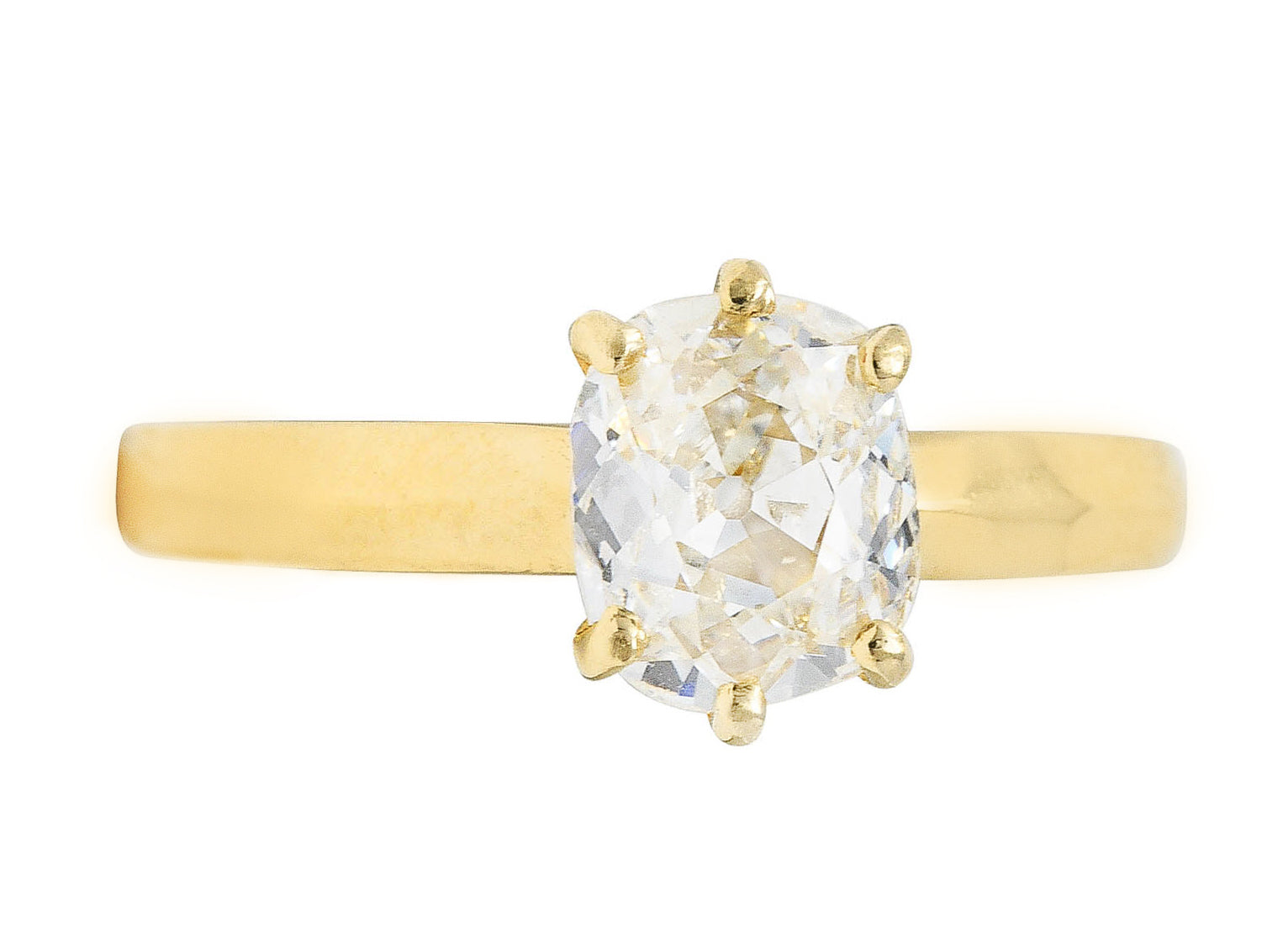 British 0.87 CTW Old Mine Diamond 14 Karat Gold Solitaire Engagement RingRing - Wilson's Estate Jewelry