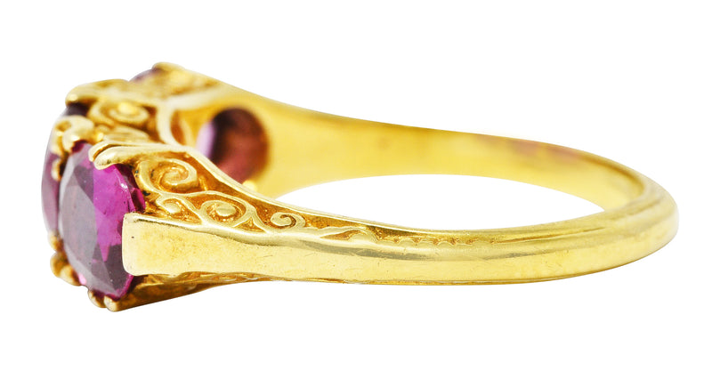 .11111 SH Victorian 2.50 CTW Ruby 18 Karat Yellow Gold Filigree Ring Wilson's Estate Jewelry