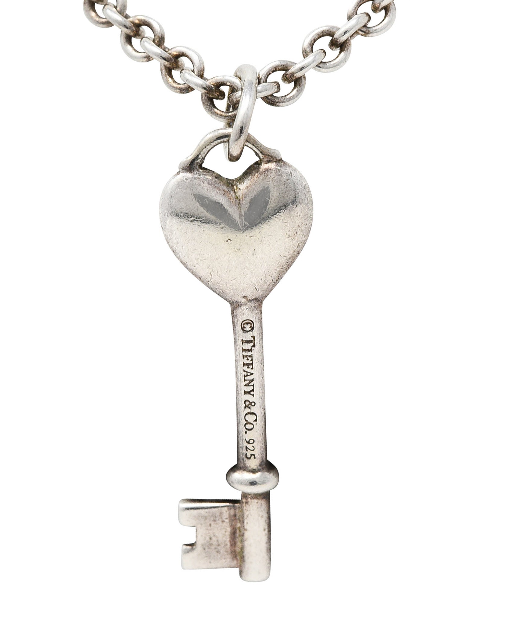 Tiffany Contemporary Diamond Sterling Silver Heart Key NecklaceNecklace - Wilson's Estate Jewelry