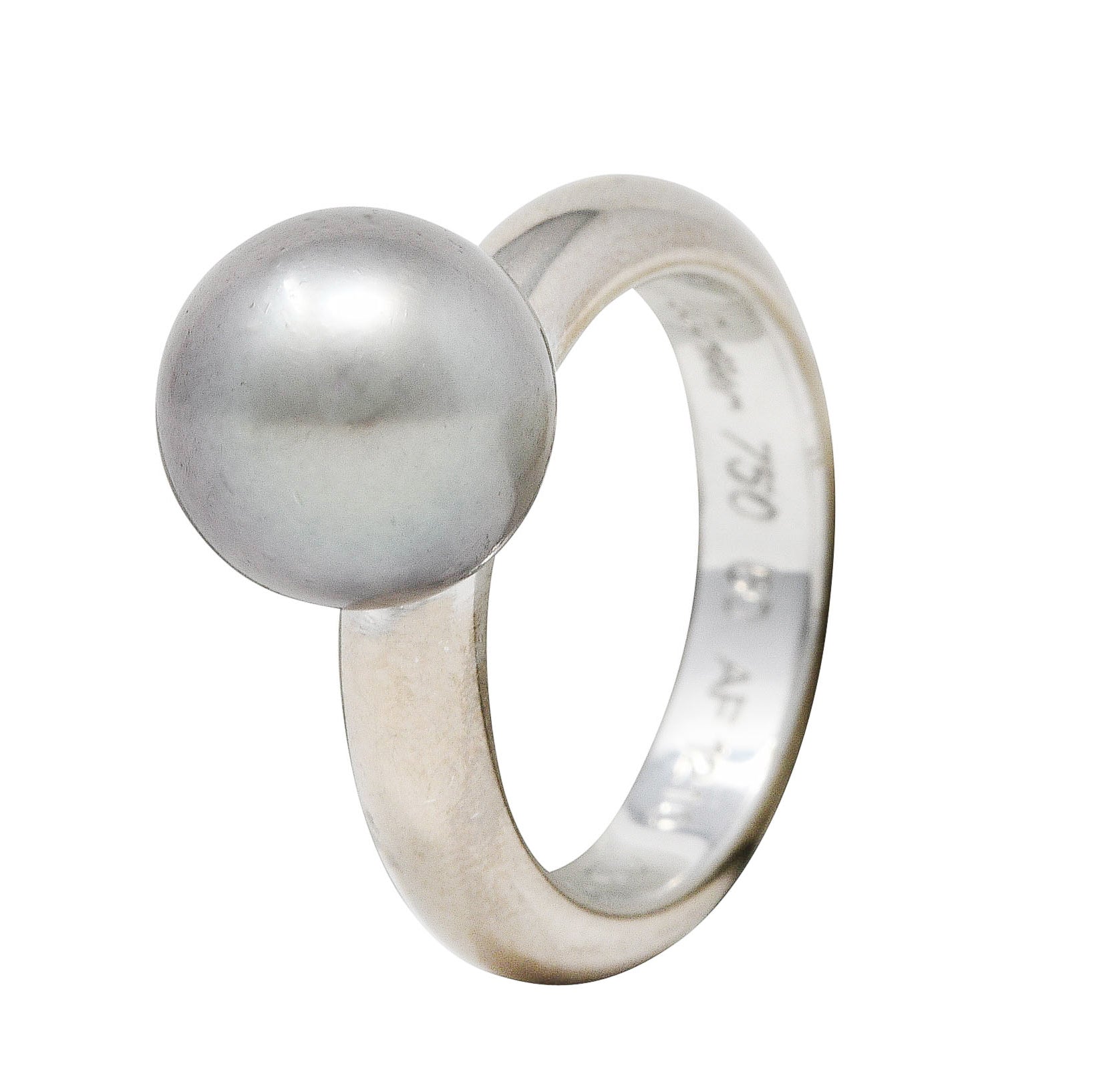 Cartier 2001 Tahitian South Sea Pearl 18 Karat White Gold RingRing - Wilson's Estate Jewelry