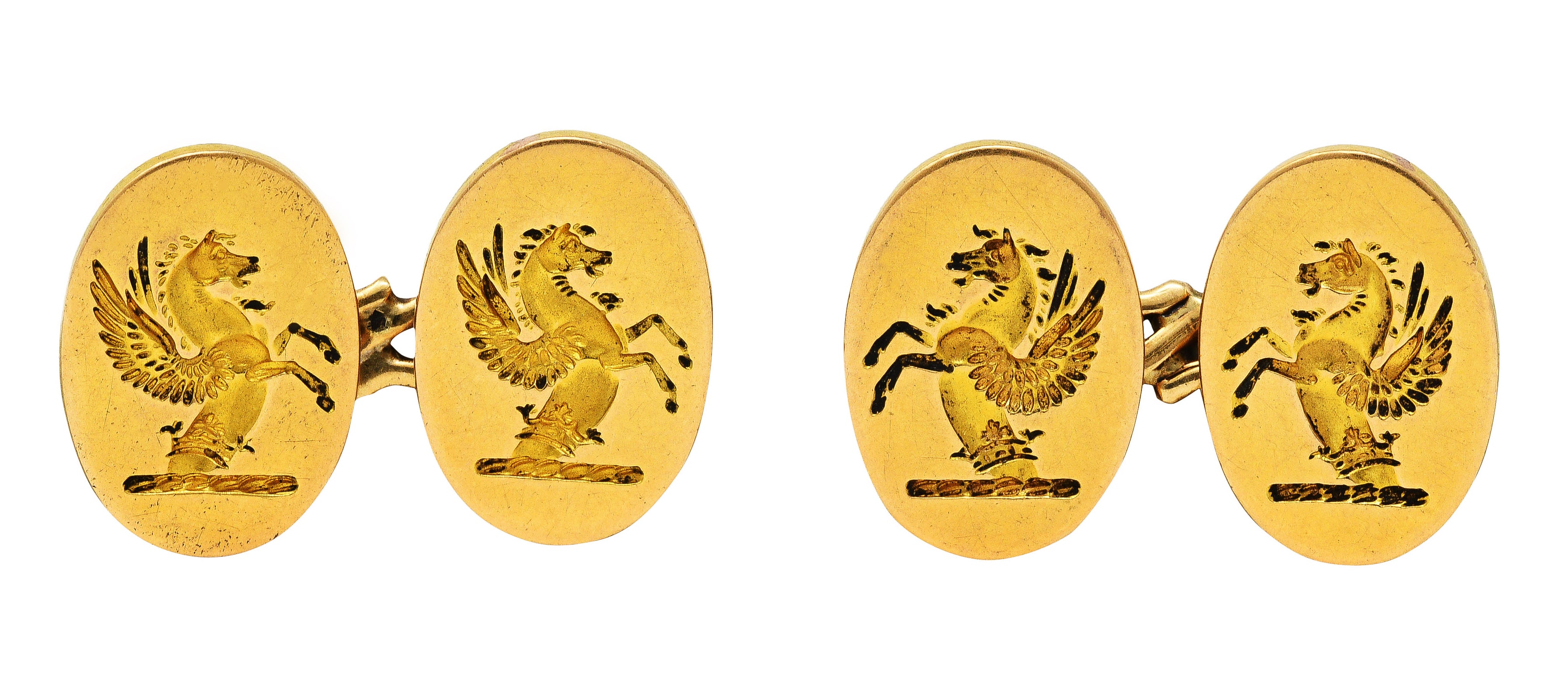 Art Nouveau 18 Karat Yellow Gold Pegasus Signet CufflinksCufflinks - Wilson's Estate Jewelry