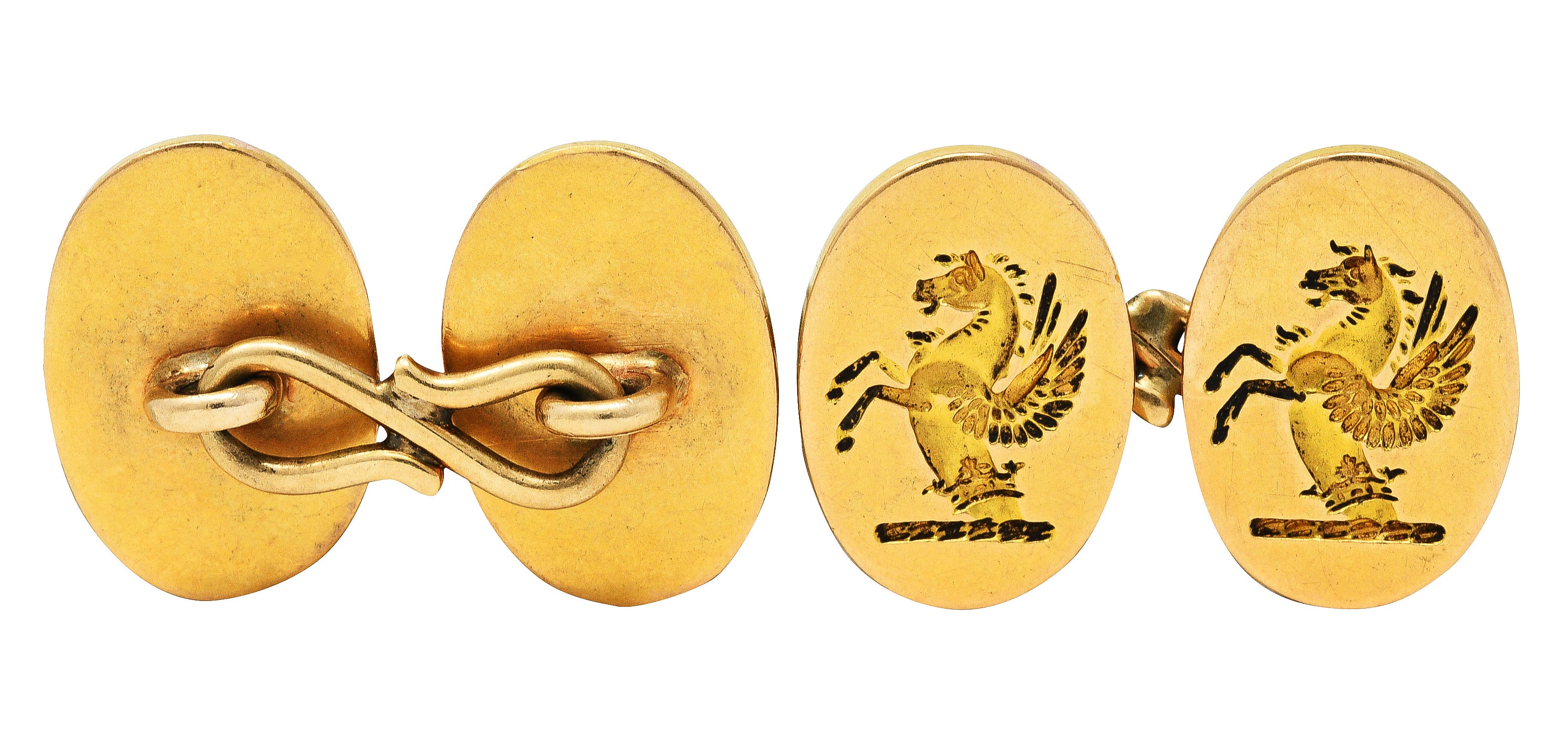 Art Nouveau 18 Karat Yellow Gold Pegasus Signet CufflinksCufflinks - Wilson's Estate Jewelry