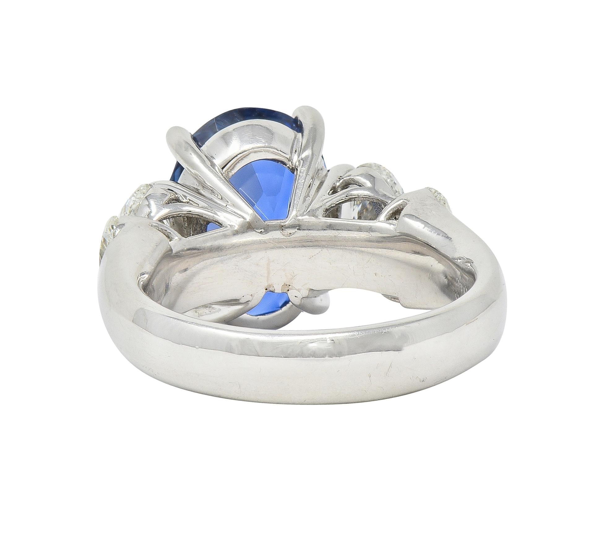 JB Star 7.15 CTW Ceylon Sapphire Diamond Platinum Five Stone Ring GIA