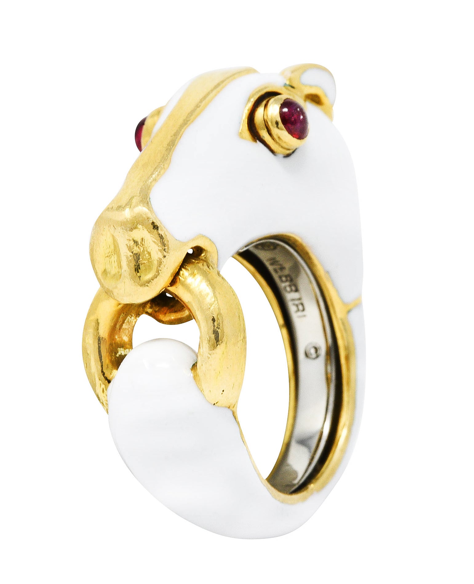 David Webb Vintage Ruby Enamel 18 Karat Gold Kingdom Horse RingRing - Wilson's Estate Jewelry