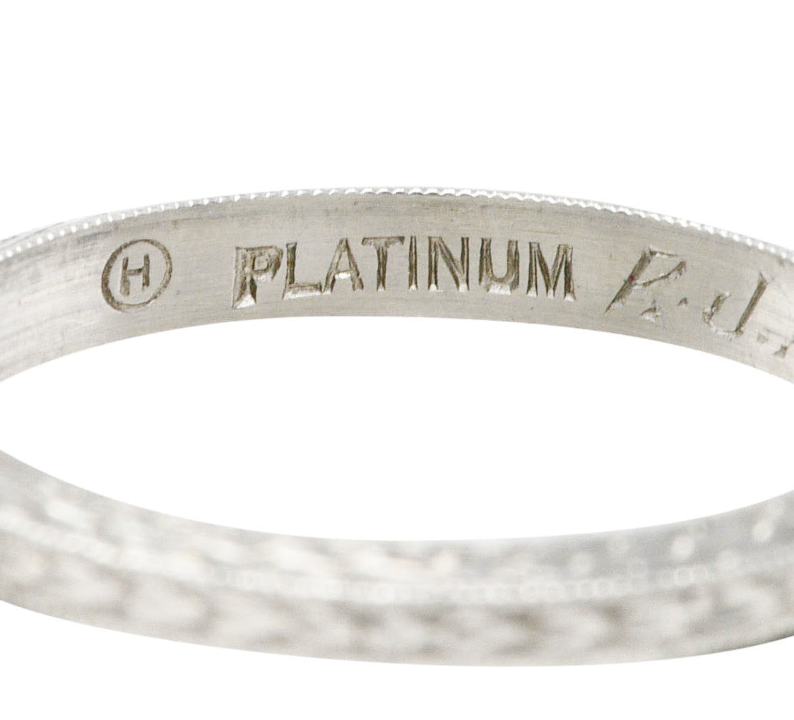 1920's H. Oppenheimer Co. Art Deco Platinum Engraved Wheat Band Ring Wilson's Estate Jewelry