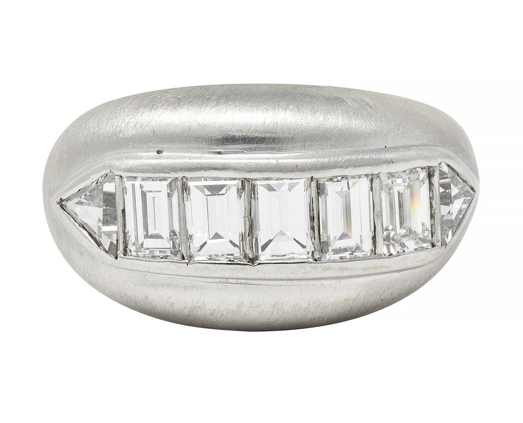 Mid-Century 1.90 CTW Diamond Platinum Vintage Channel Band Unisex Ring