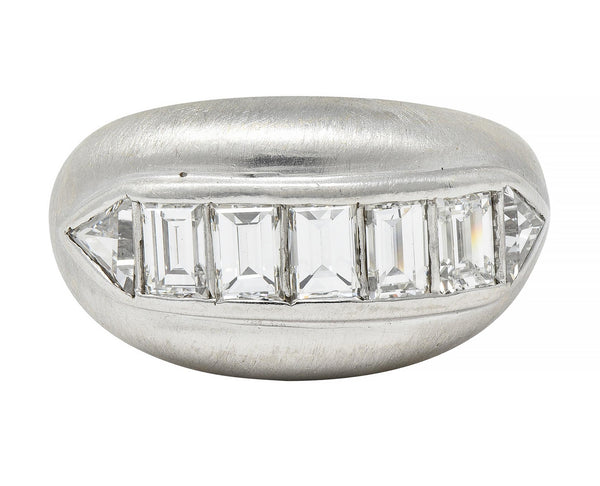Mid-Century 1.90 CTW Diamond Platinum Vintage Channel Band Unisex Ring