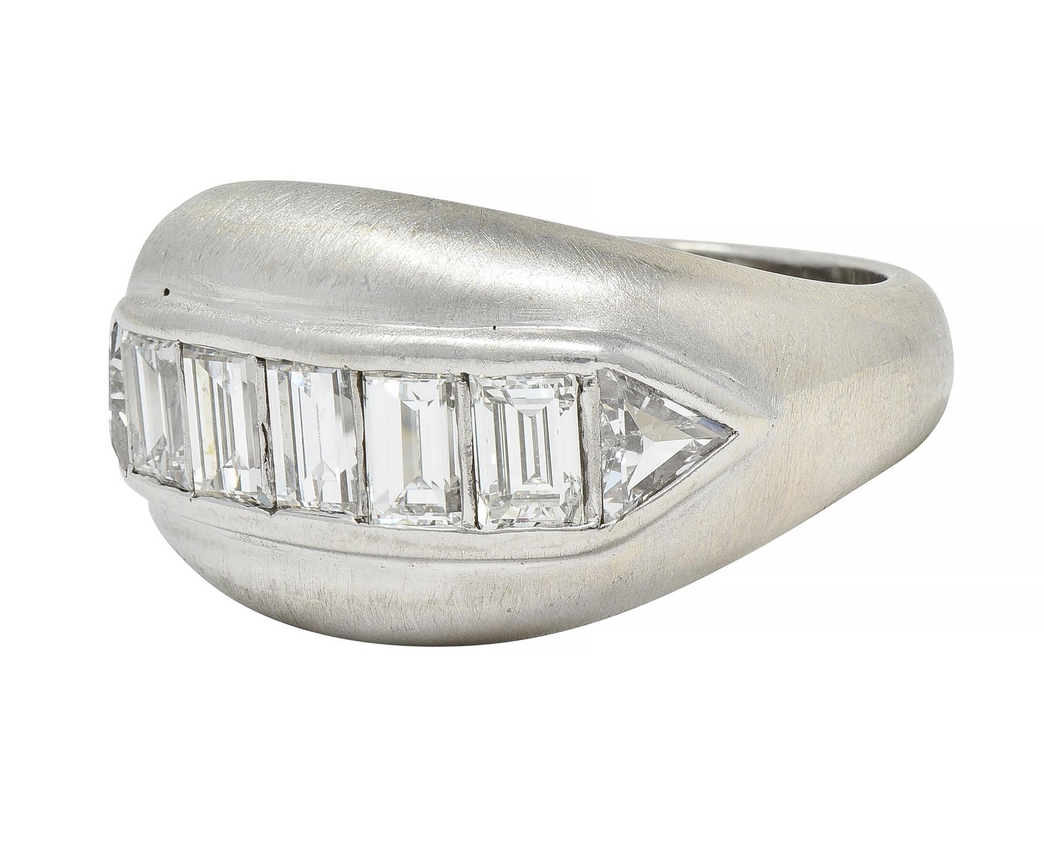 Mid-Century 1.90 CTW Diamond Platinum Vintage Channel Band Unisex Ring