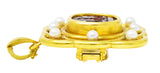 Elizabeth Locke Pearl Venetian Glass Intaglio 18 Karat Yellow Gold Poseidon Enhancer Pendant Brooch Wilson's Estate Jewelry