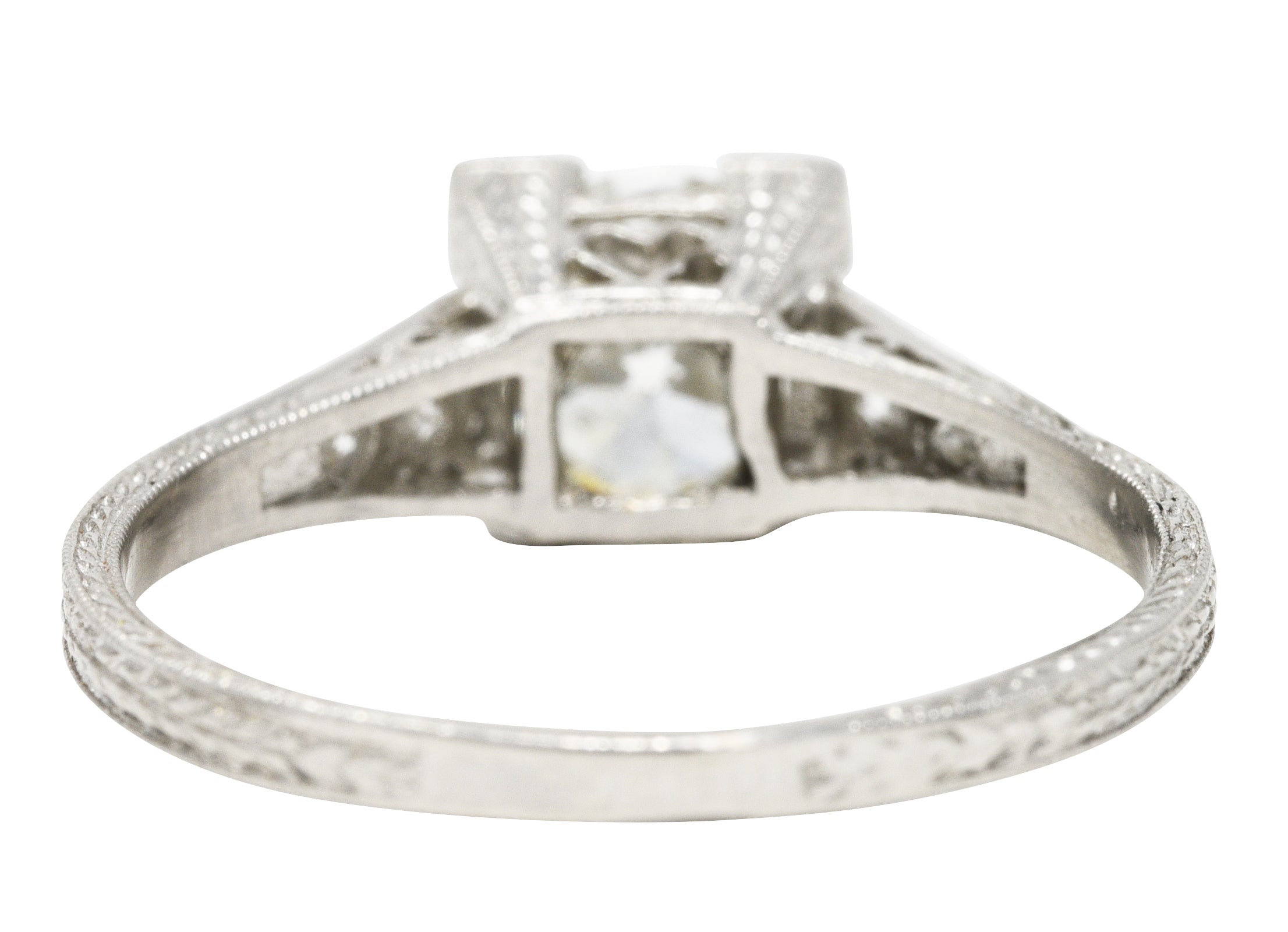 Early Art Deco Old European Cut 1.09 Diamond Platinum Heart Engagement Ring Wilson's Estate Jewelry