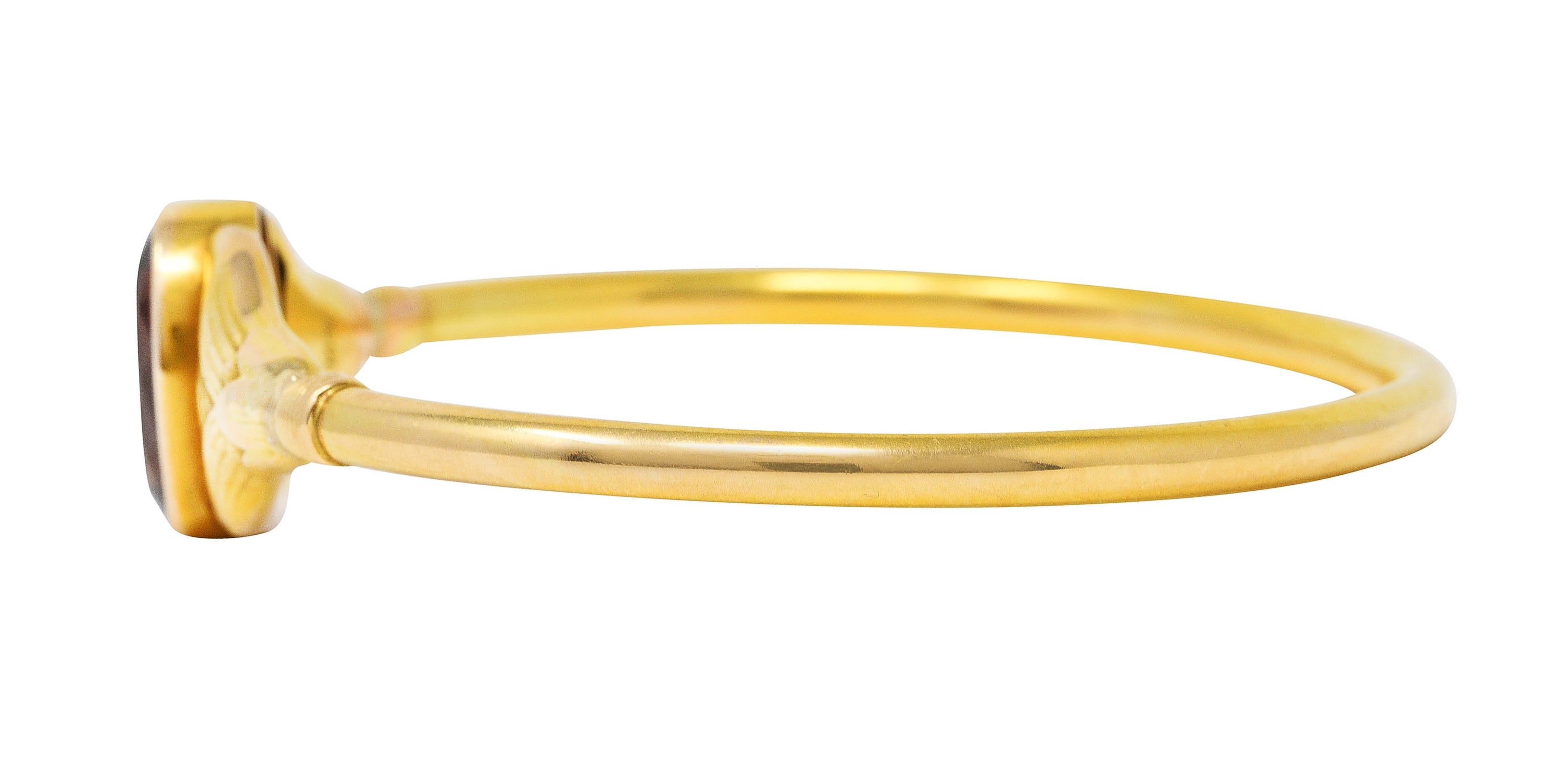 Sloan & Co. Citrine 14 Karat Gold Egyptian Revival Nouveau Bangle Braceletbracelet - Wilson's Estate Jewelry