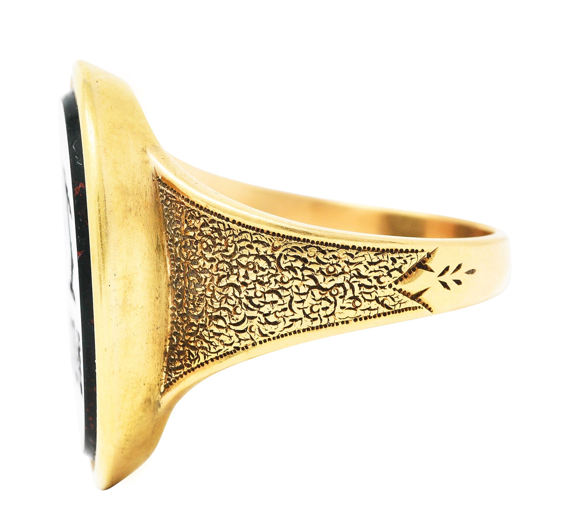 Victorian Bloodstone 18 Karat Gold Intaglio Monogram Signet Unisex RingRing - Wilson's Estate Jewelry