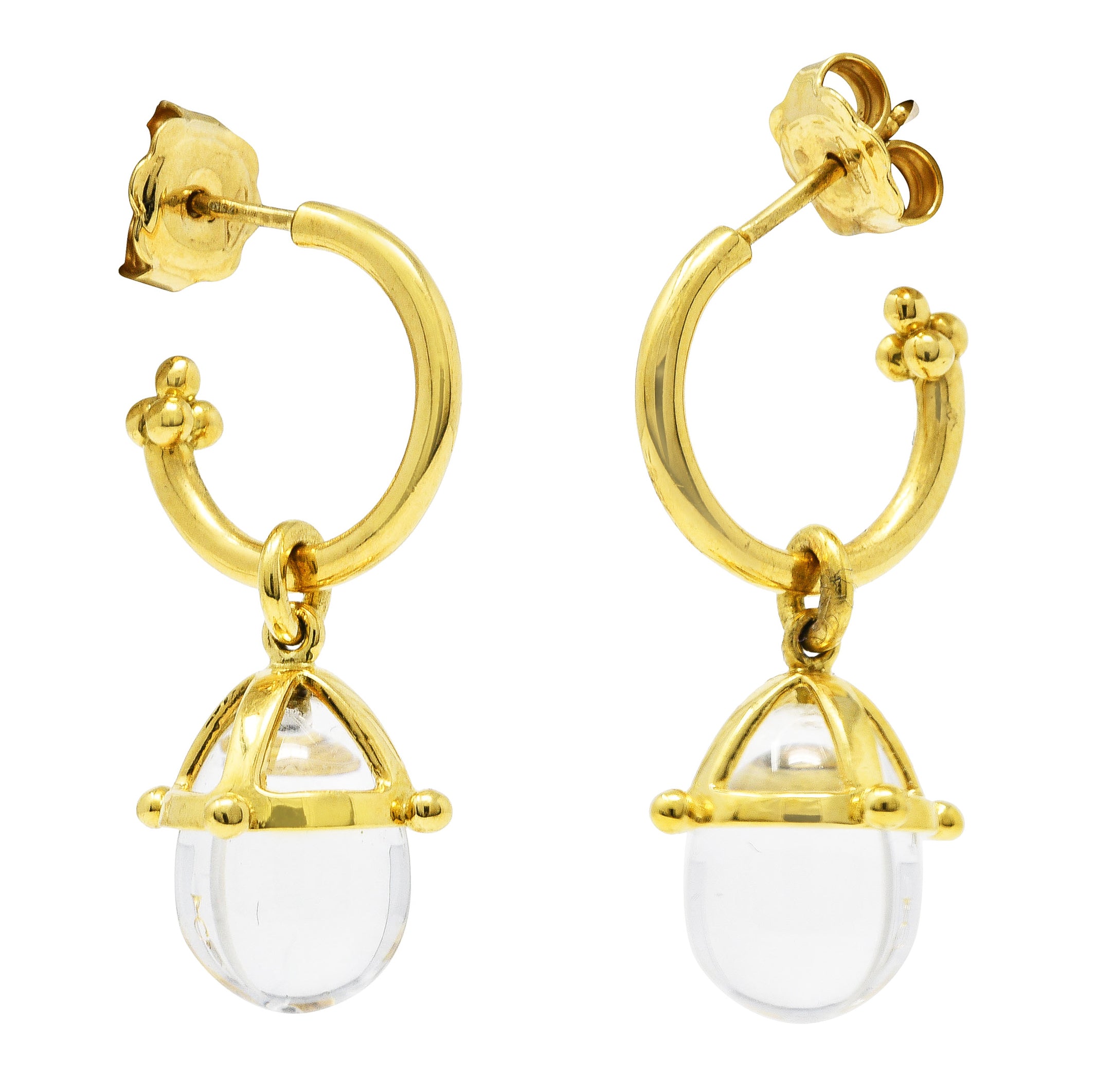 Temple St. Clair Rock Crystal Quartz 18 Karat Gold Half-Hoop Drop EarringsEarrings - Wilson's Estate Jewelry