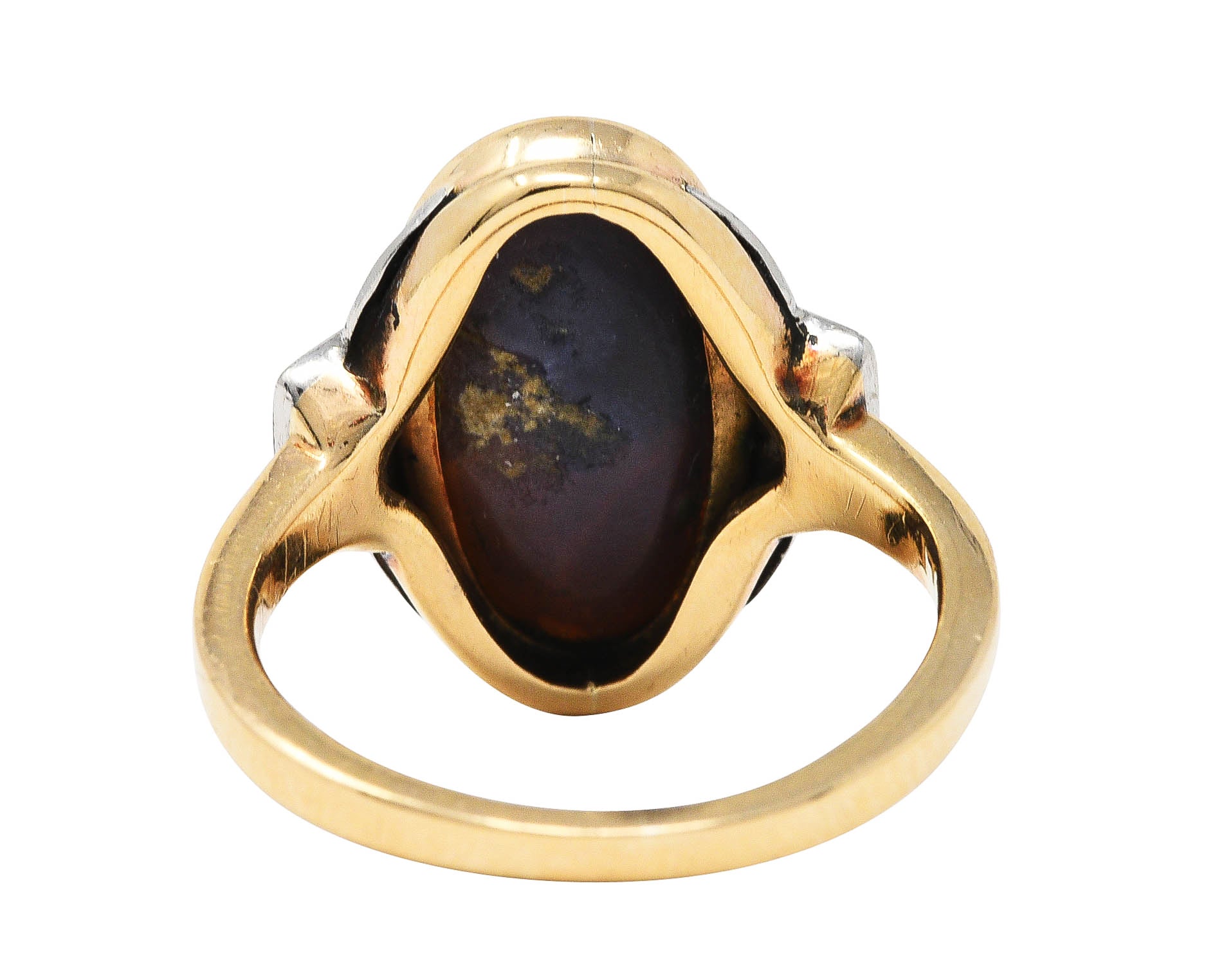 Early Art Deco Diamond Black Opal Platinum Topped 14 Karat Gold RingRing - Wilson's Estate Jewelry