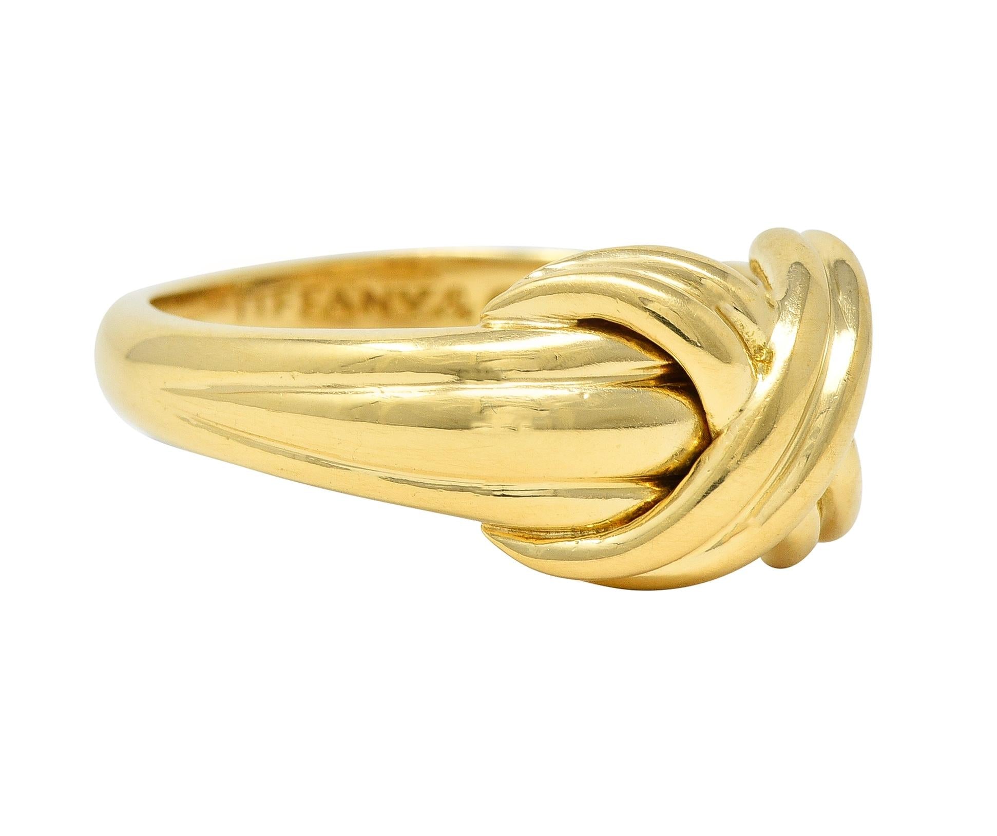 Tiffany & Co. 1990 18 Karat Yellow Gold X Knot Vintage Ring