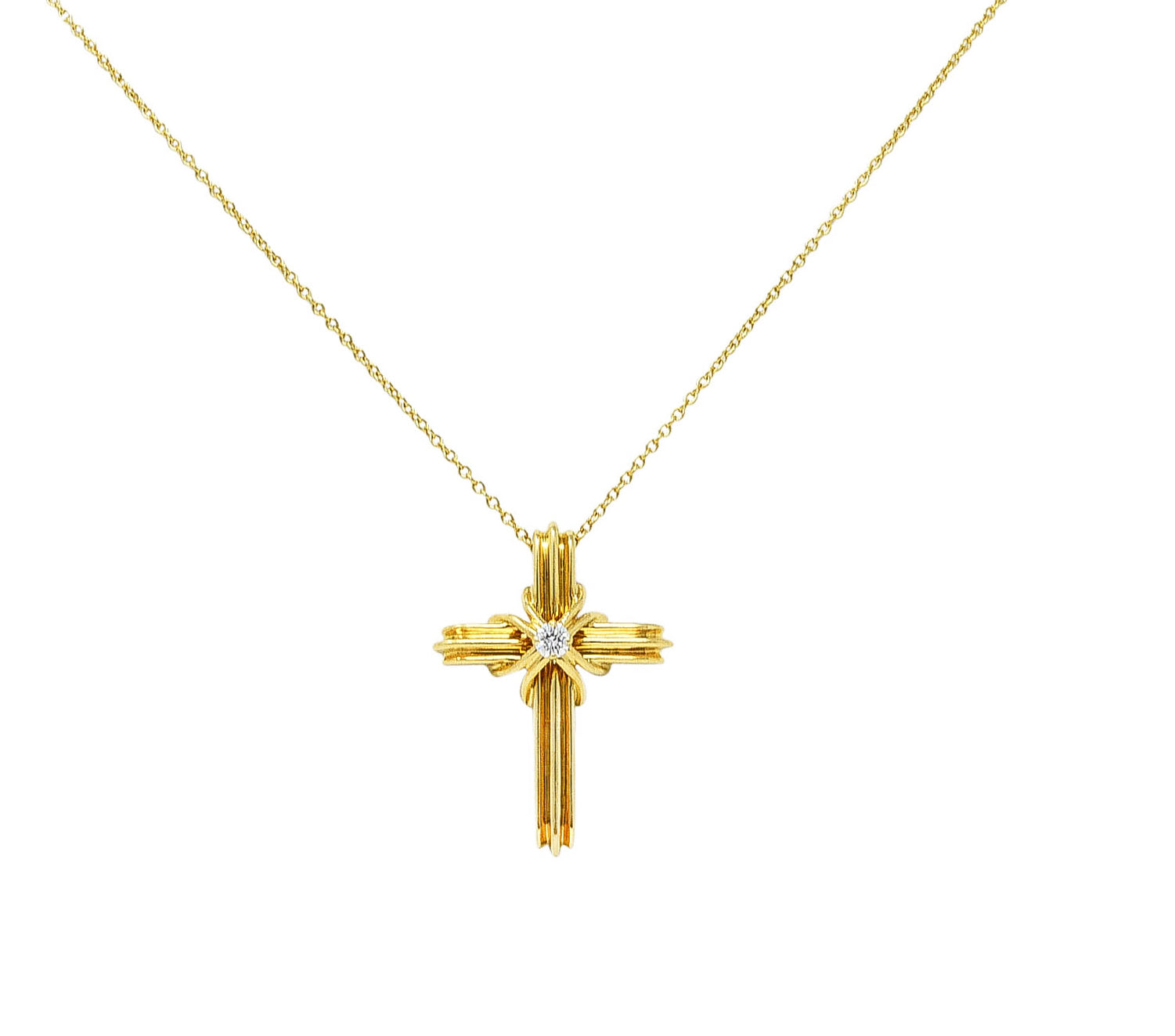 Vintage Tiffany & Co. Diamond 18 Karat Gold Cross Signature X Pendant NecklaceNecklace - Wilson's Estate Jewelry