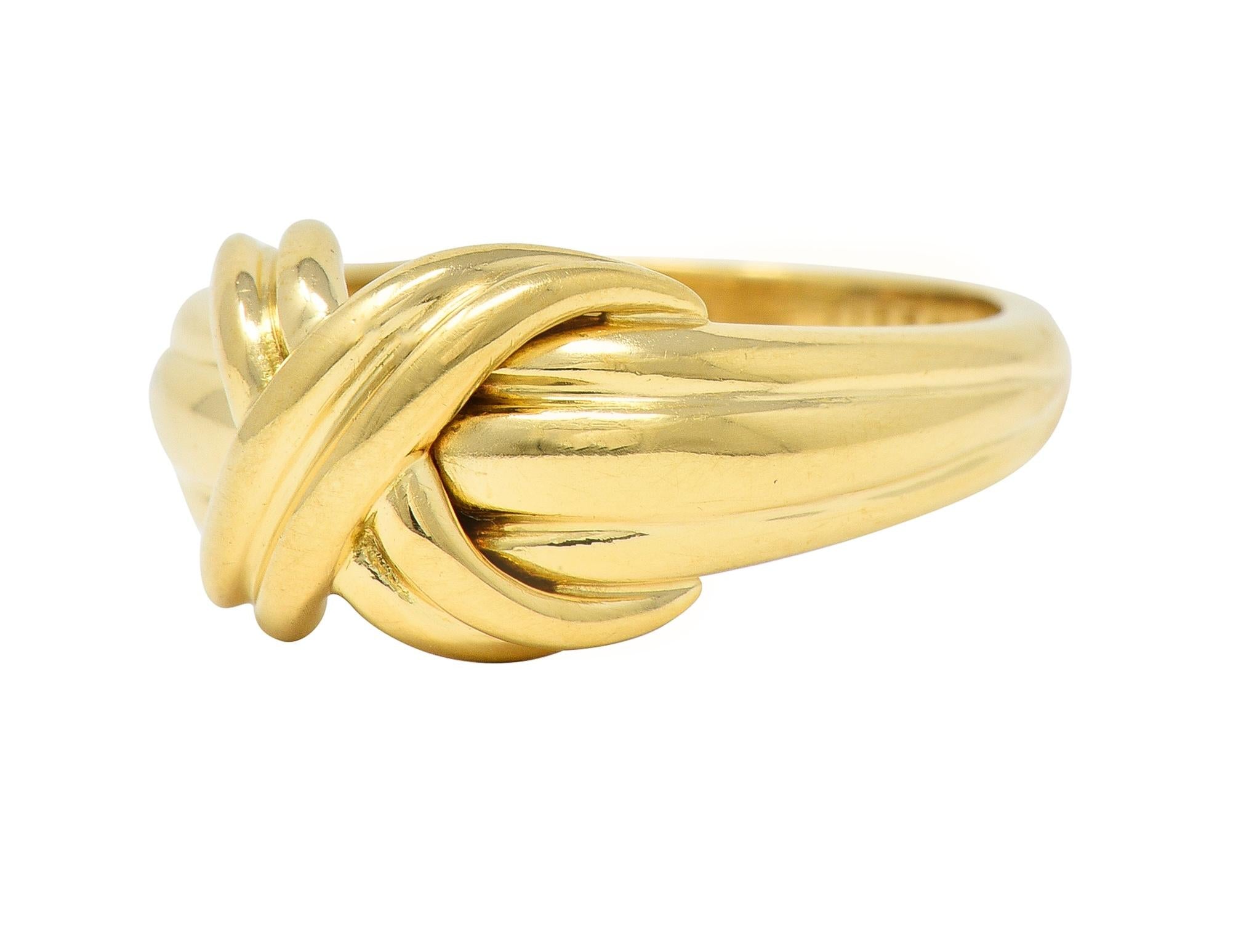 Tiffany & Co. 1990 18 Karat Yellow Gold X Knot Vintage Ring