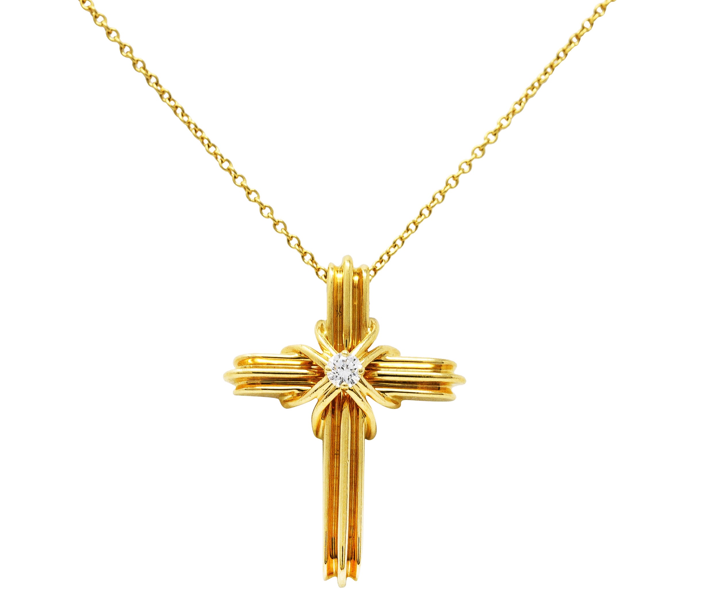 Vintage Tiffany & Co. Diamond 18 Karat Gold Cross Signature X Pendant NecklaceNecklace - Wilson's Estate Jewelry