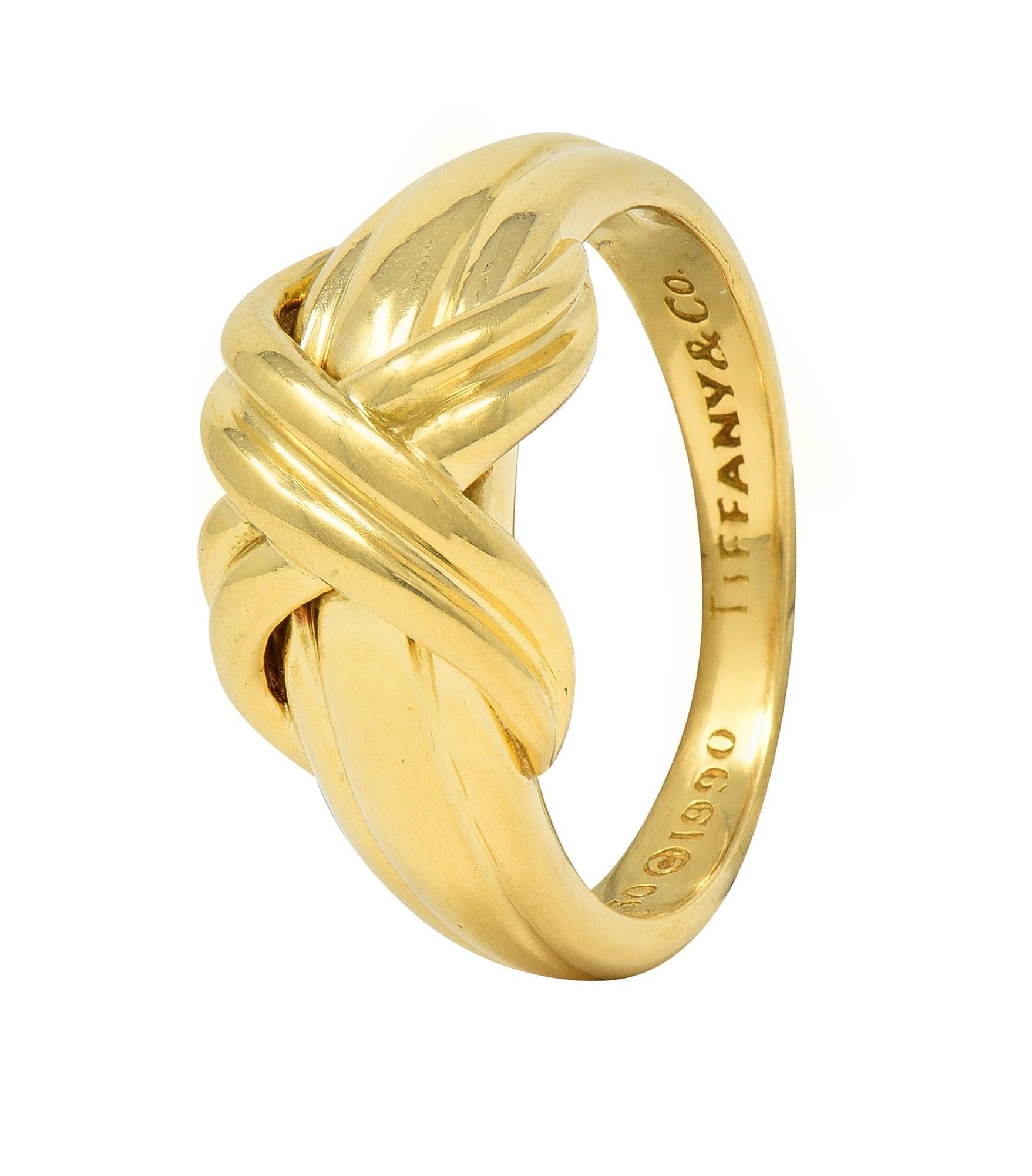 Tiffany & Co. 1990 18 Karat Yellow Gold X Knot Vintage Ring