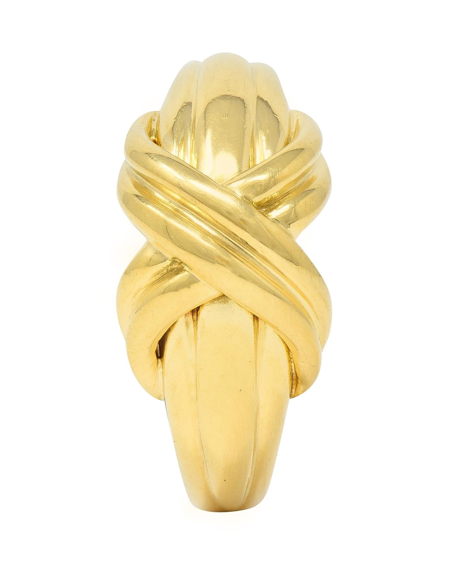 Tiffany & Co. 1990 18 Karat Yellow Gold X Knot Vintage Ring