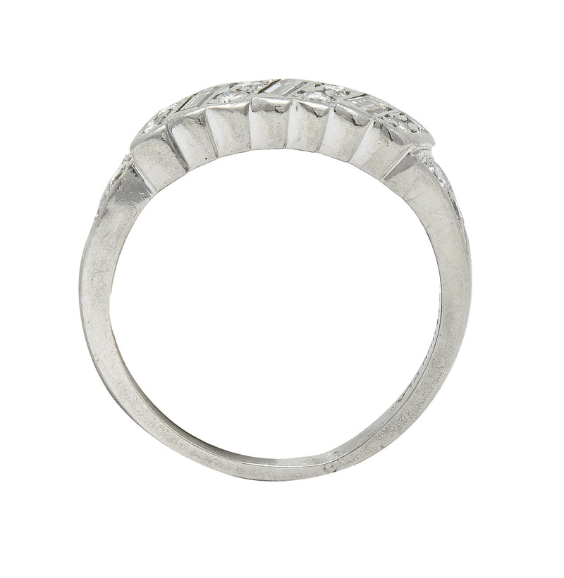 Mid-Century 0.62 CTW Diamond Platinum Ribbon Vintage Band Ring