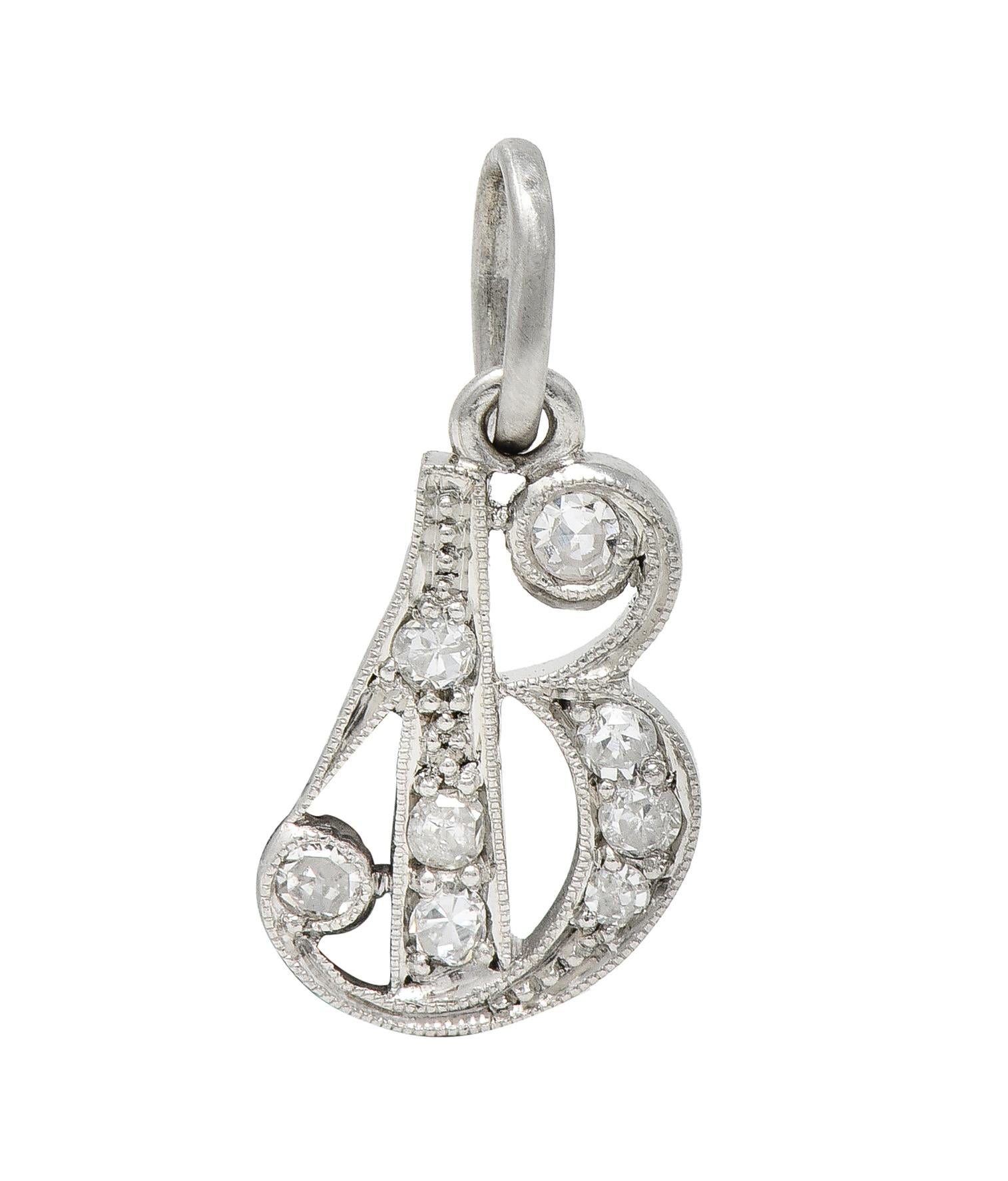 Art Deco Diamond Platinum Letter B Vintage Charm