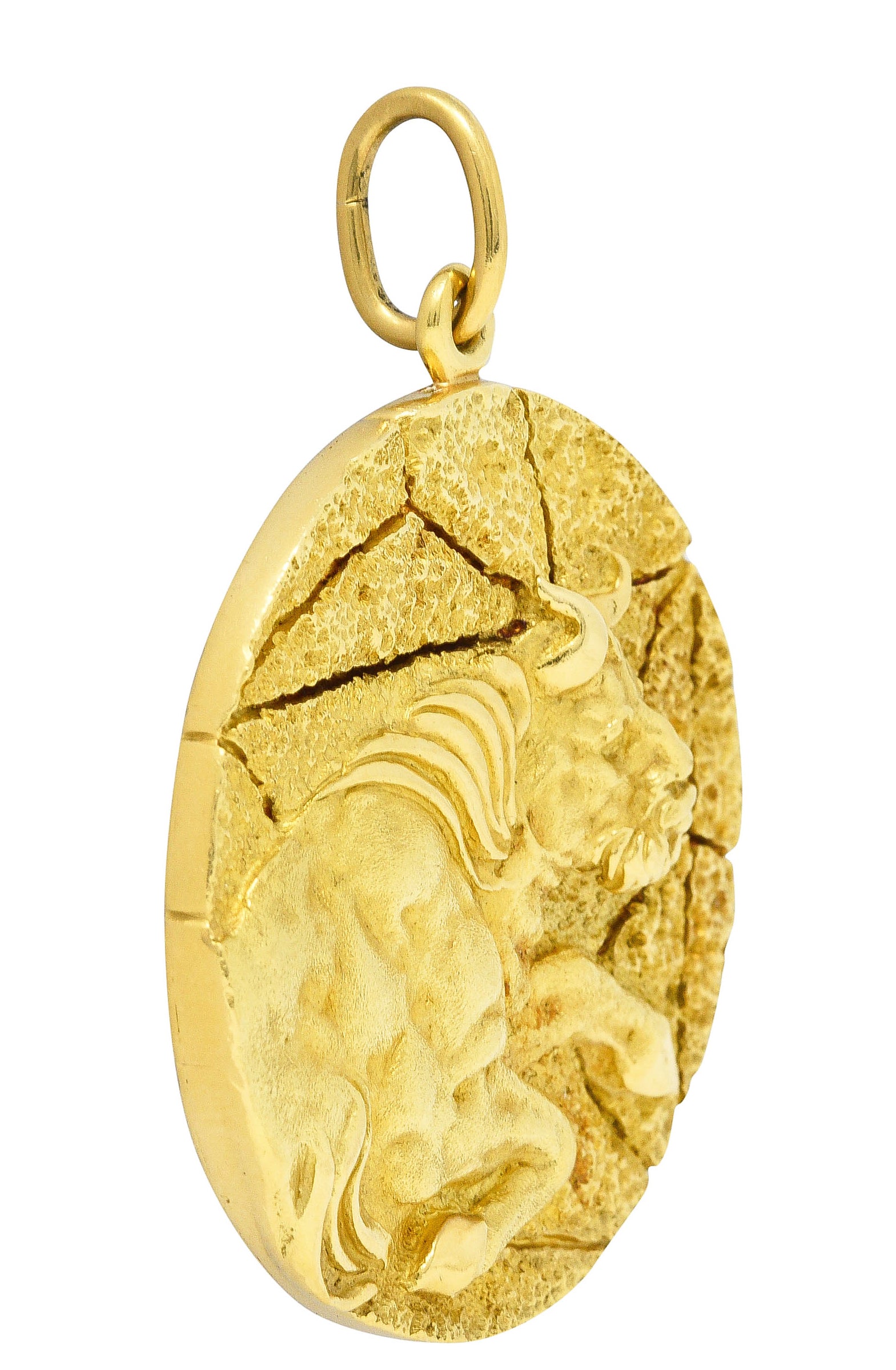 Tiffany & Co. Substantial Vintage 18 Karat Gold Taurus Zodiac Medallion Pendantcharm - Wilson's Estate Jewelry