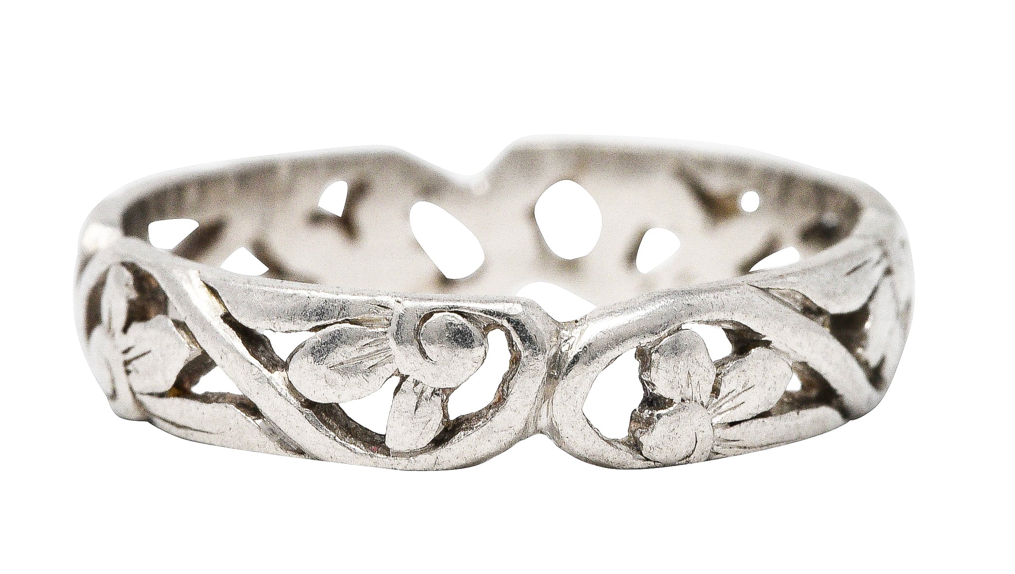 1934 Art Deco Platinum Floral Eternity Band RingRing - Wilson's Estate Jewelry