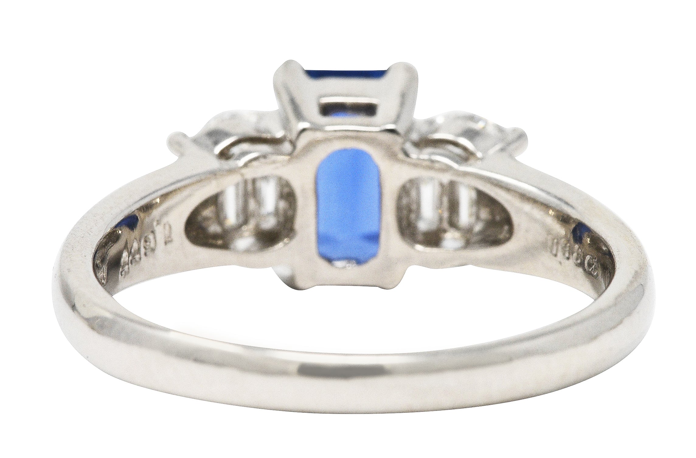 Contemporary 2.05 CTW Sapphire Diamond Platinum Gemstone Ring Wilson's Estate Jewelry