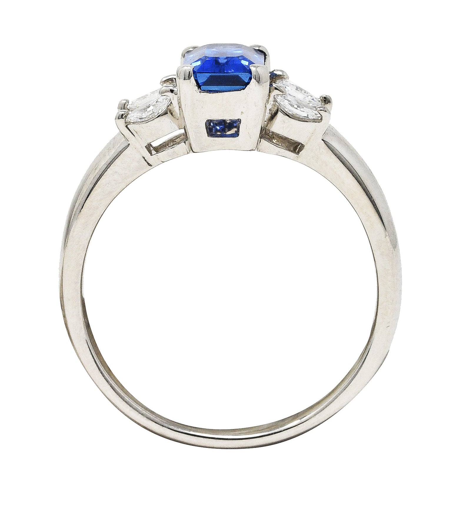 Contemporary 2.05 CTW Sapphire Diamond Platinum Gemstone Ring Wilson's Estate Jewelry