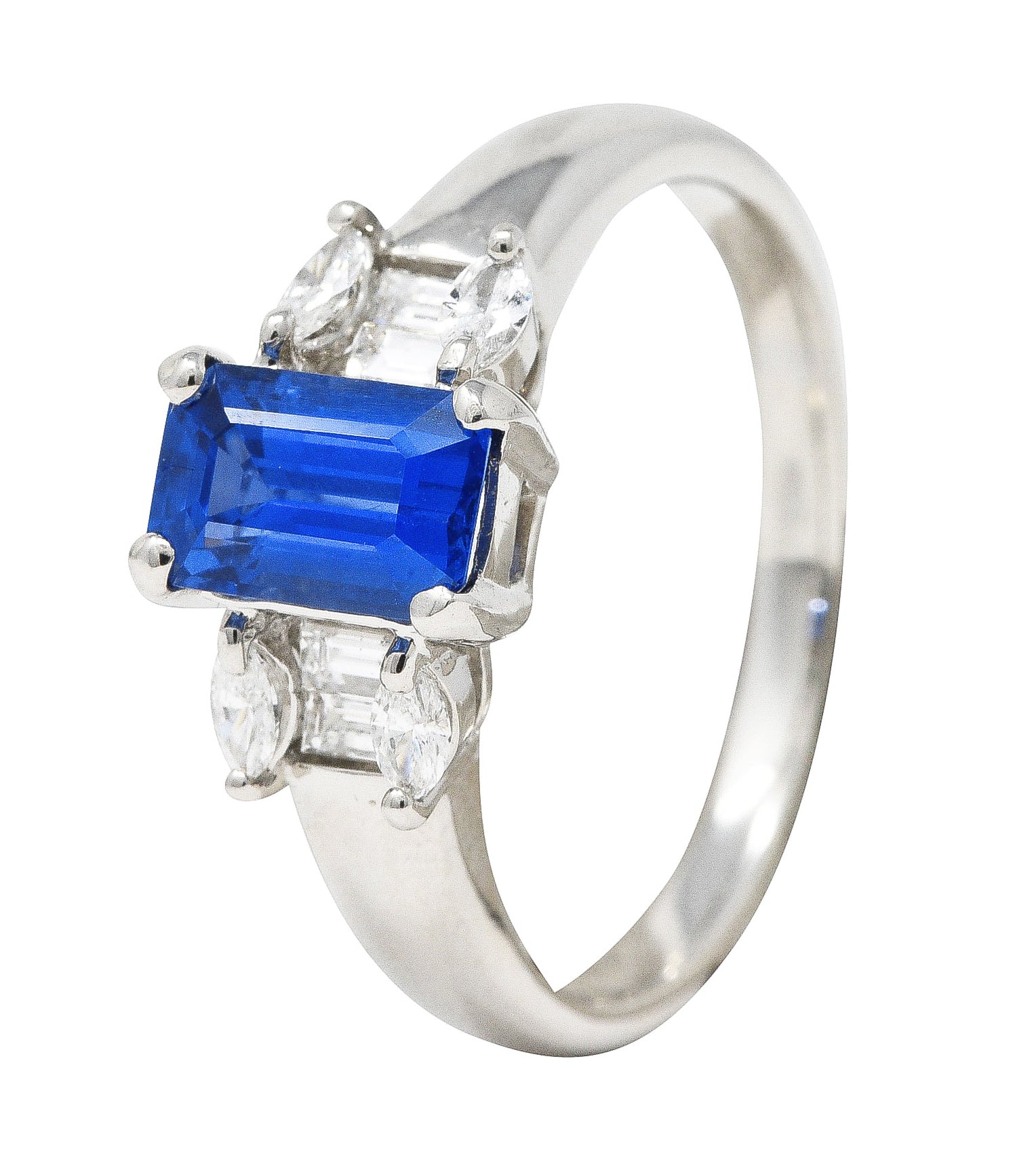 Contemporary 2.05 CTW Sapphire Diamond Platinum Gemstone Ring Wilson's Estate Jewelry