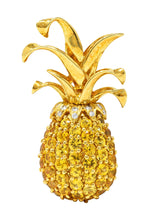 .11111 Tiffany & Co. 4.60 CTW Diamond Yellow Sapphire 18 Karat Yellow Gold Pineapple Vintage Fruit Brooch Wilson's Estate Jewelry