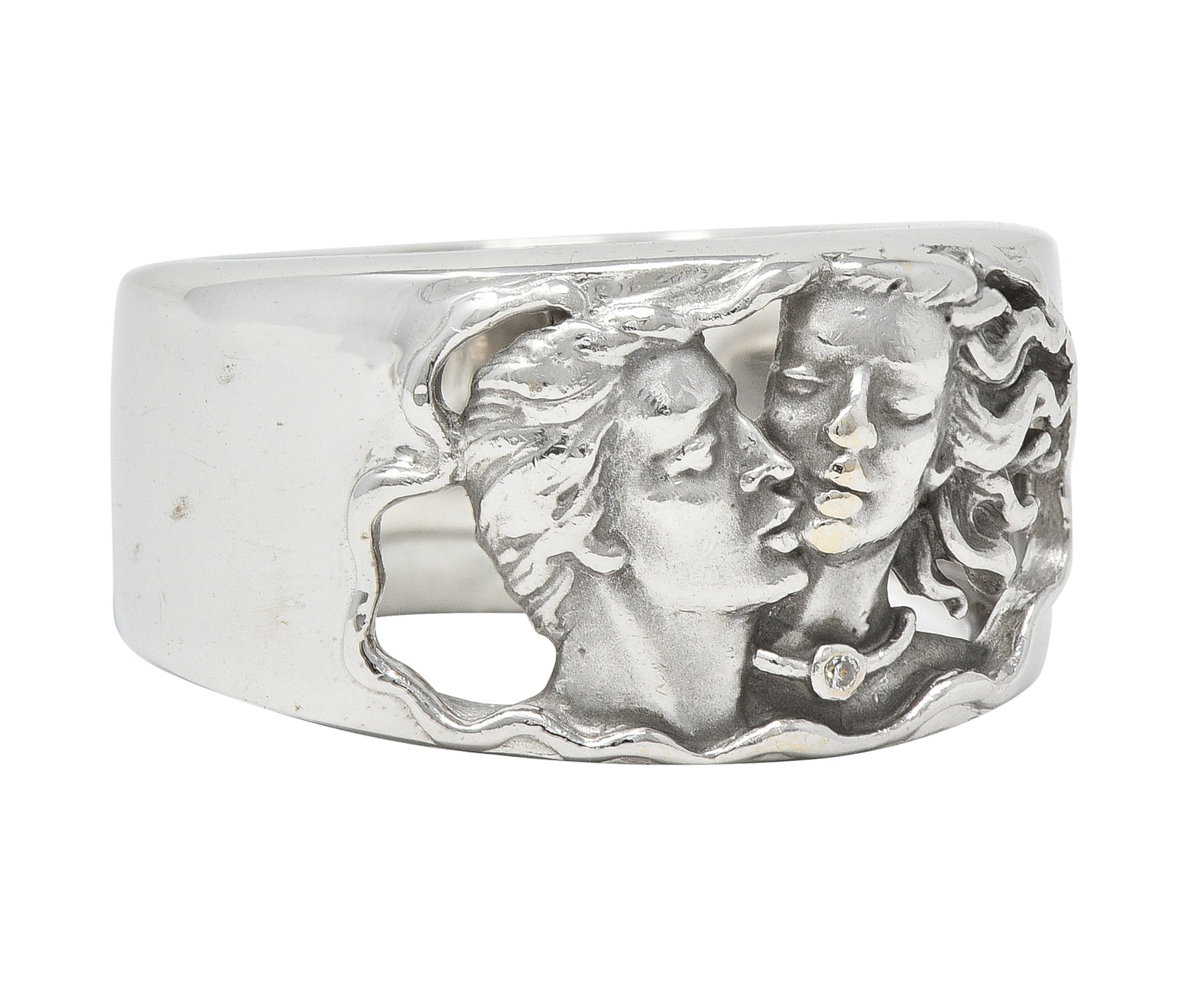 Carrera Y Carrera Diamond 18 Karat White Gold Adam & Eve Band Ring