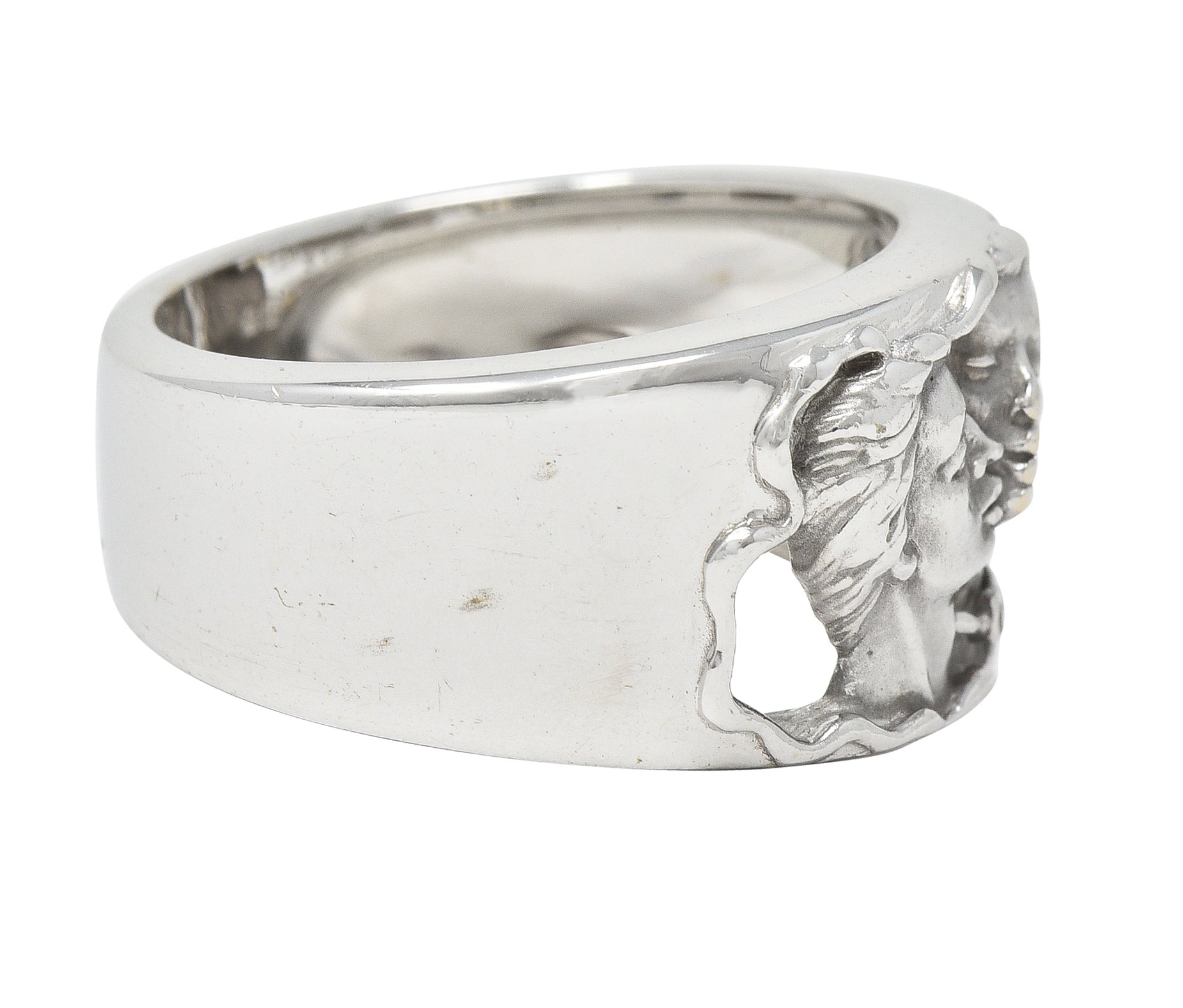 Carrera Y Carrera Diamond 18 Karat White Gold Adam & Eve Band Ring