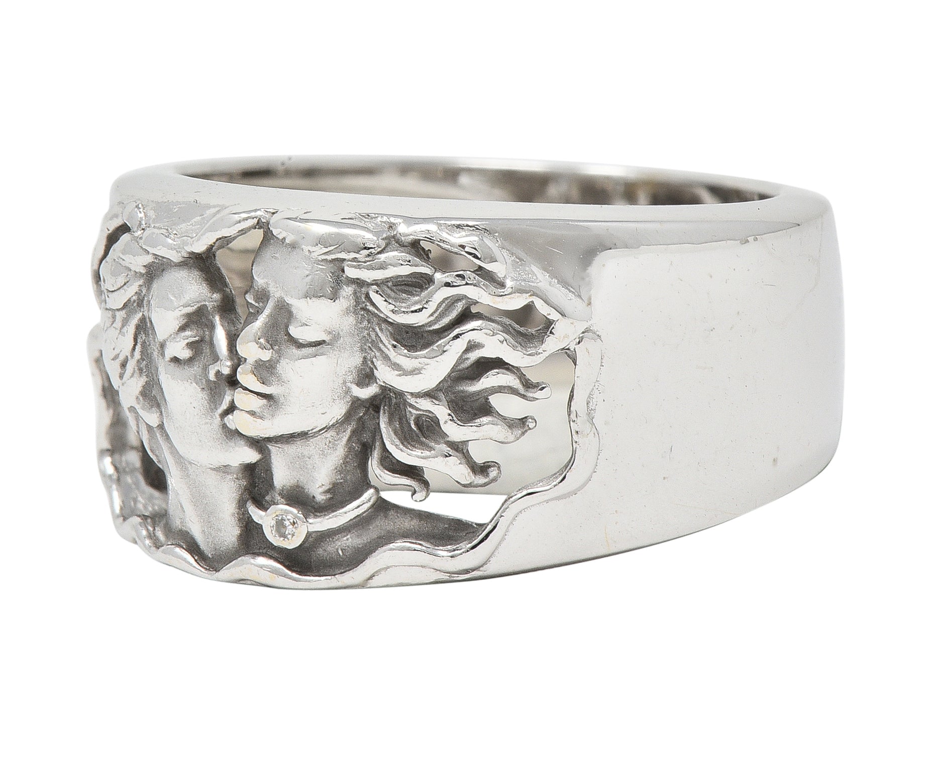 Carrera Y Carrera Diamond 18 Karat White Gold Adam & Eve Band Ring