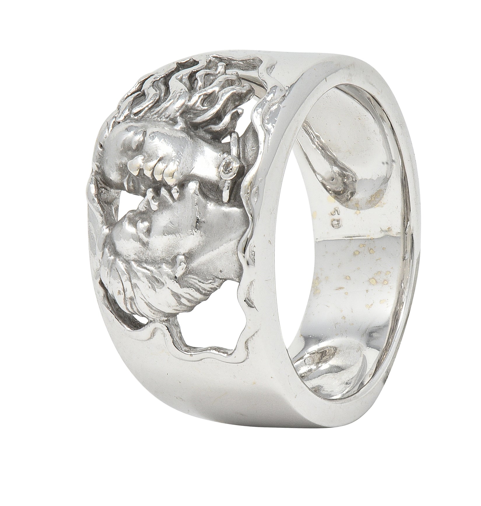 Carrera Y Carrera Diamond 18 Karat White Gold Adam & Eve Band Ring