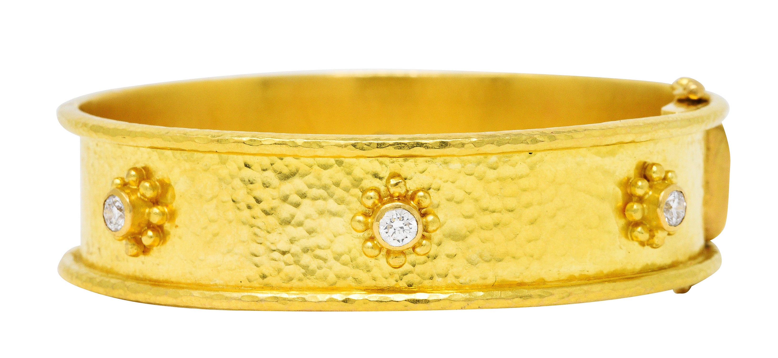 Elizabeth Locke Diamond 19 Karat Gold Diamond Daisy Bangle Braceletbracelet - Wilson's Estate Jewelry