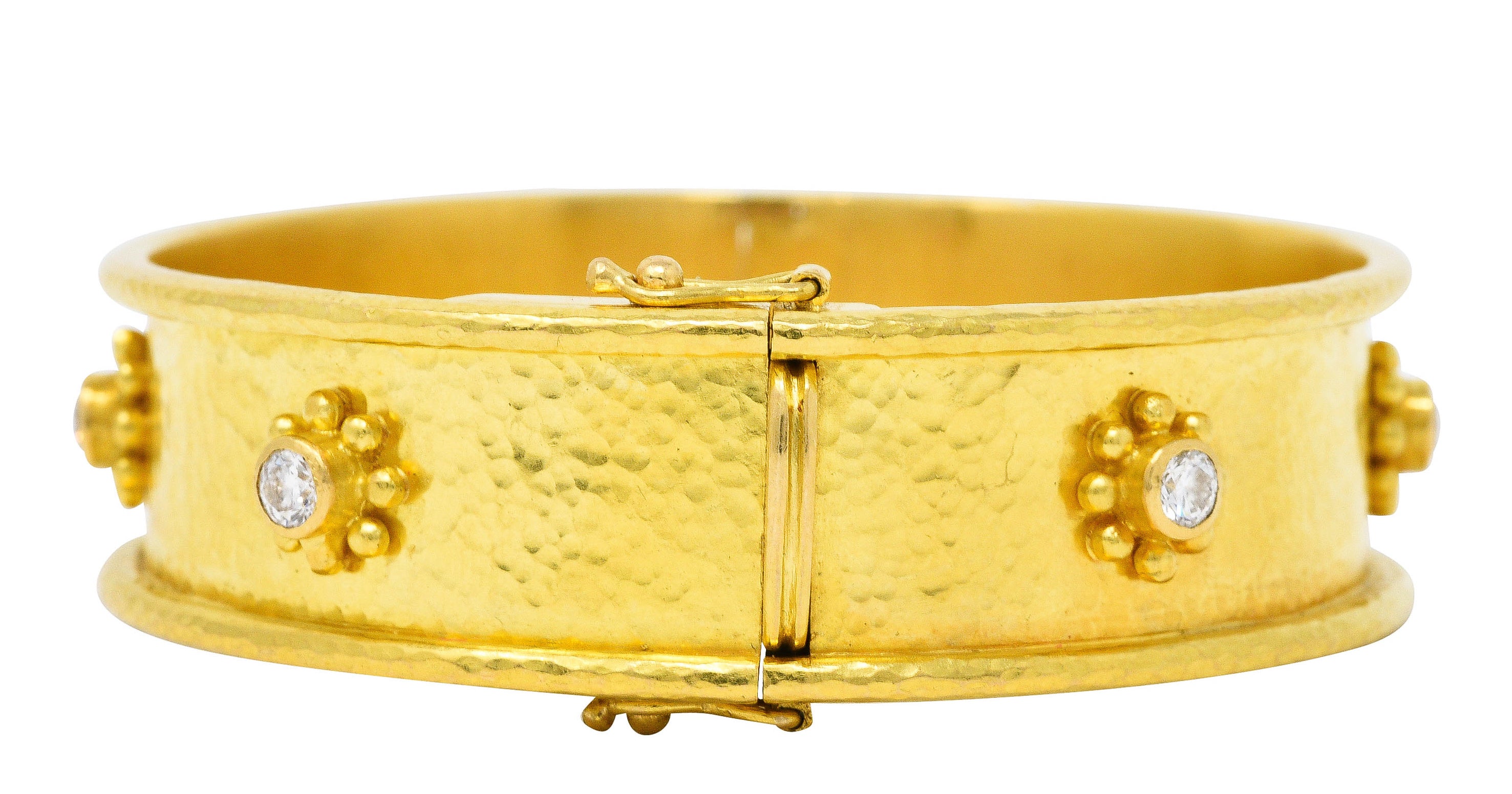 Elizabeth Locke Diamond 19 Karat Gold Diamond Daisy Bangle Braceletbracelet - Wilson's Estate Jewelry