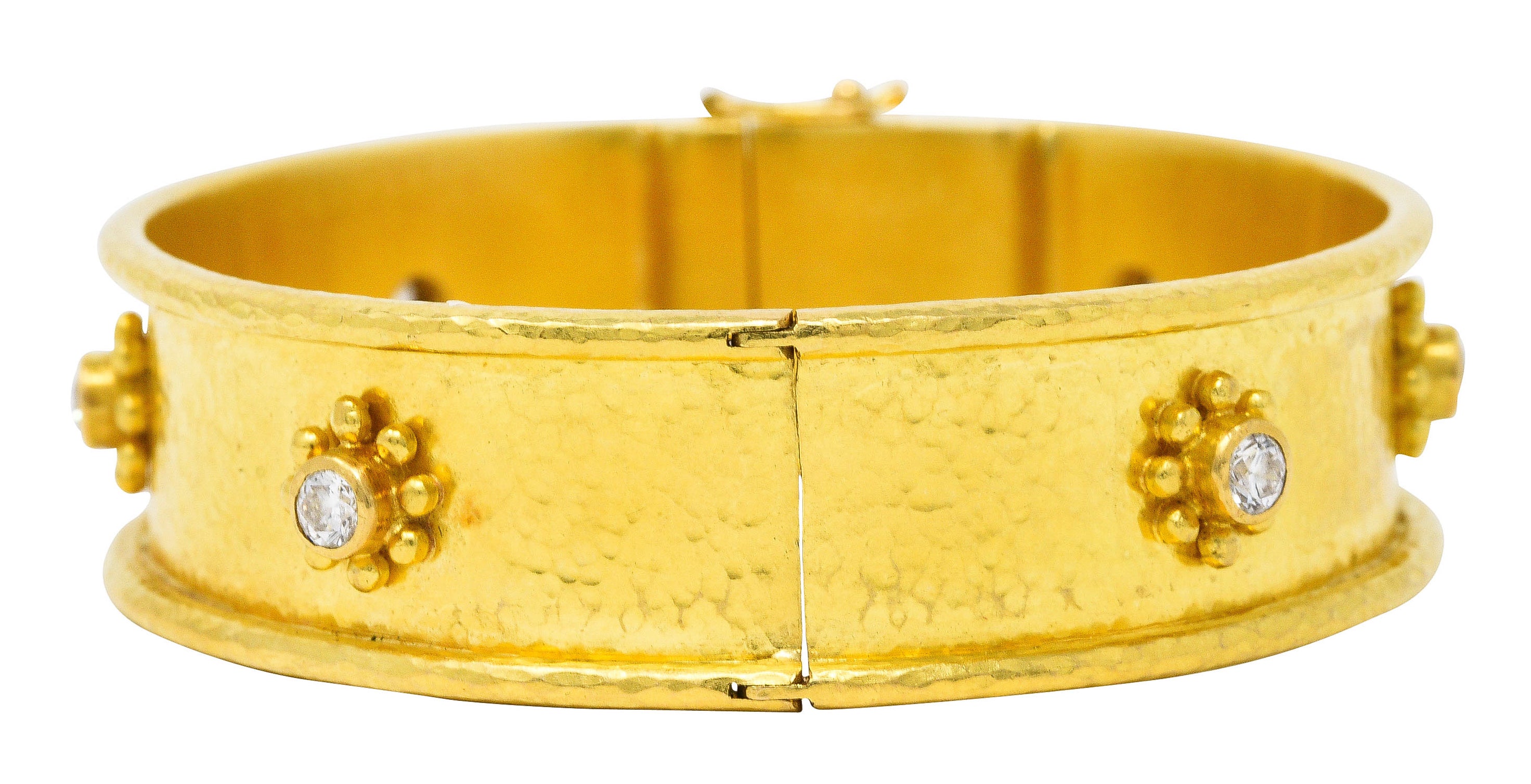 Elizabeth Locke Diamond 19 Karat Gold Diamond Daisy Bangle Braceletbracelet - Wilson's Estate Jewelry